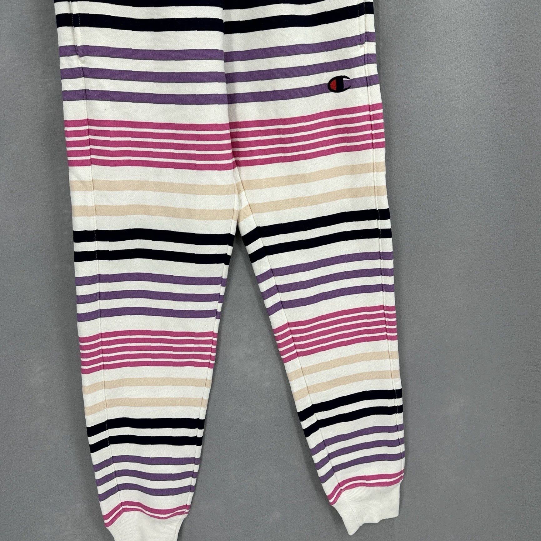 Champion Champion Jogger Pants Women XS Regular Ivory Striped 29in Inseam Elastic Waist - Champion Activewear Tapered Fit Women’s XS Size 26" / US 2 / IT 38 - 4 Thumbnail