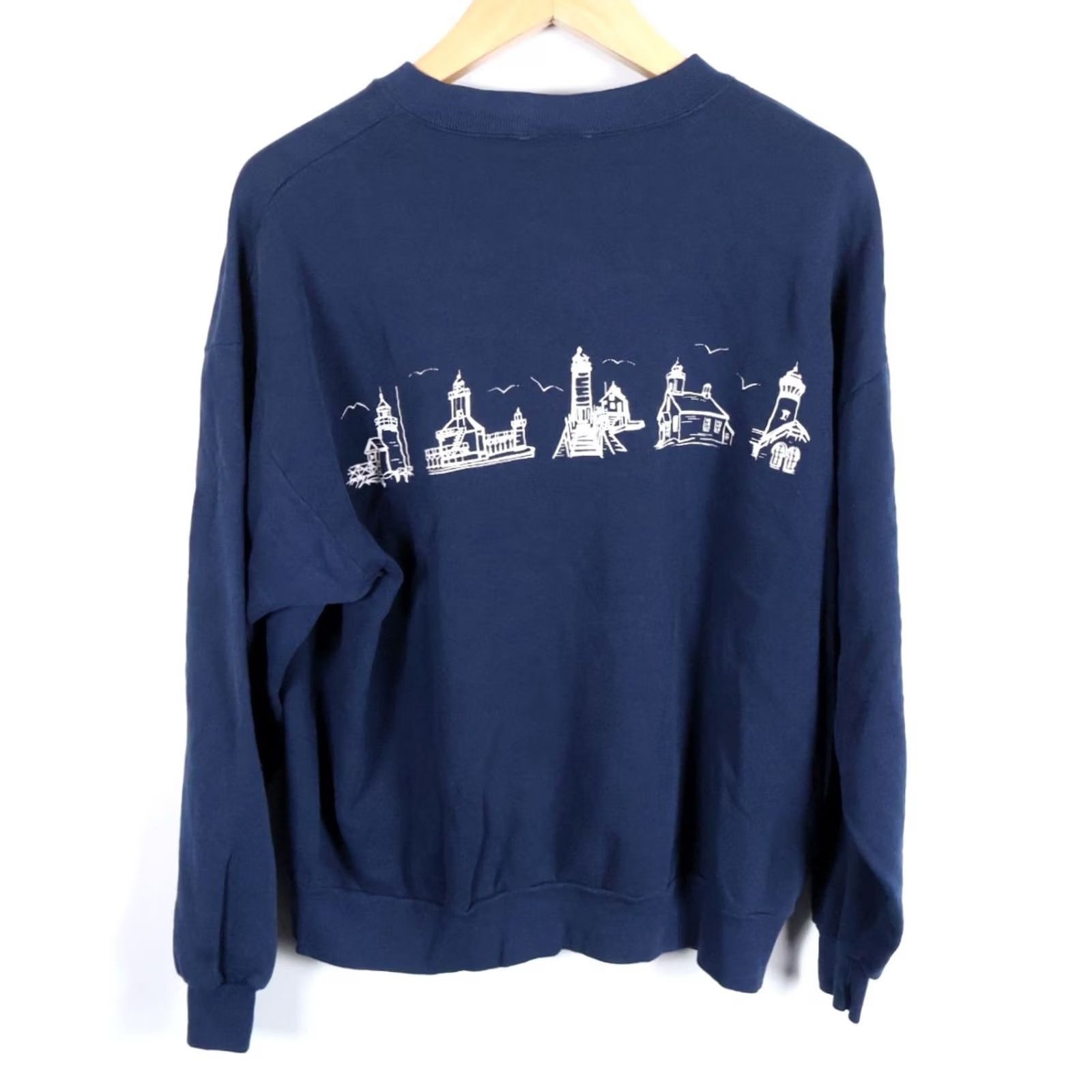 Jerzees VINTAGE Michigan Rag Co. Lighthouse Sweatshirt Jerzees 2X Blue 50/50 Crew Neck Long Sleeve Graphic Print Men Size US XXL / EU 58 / 5 - 2 Thumbnail