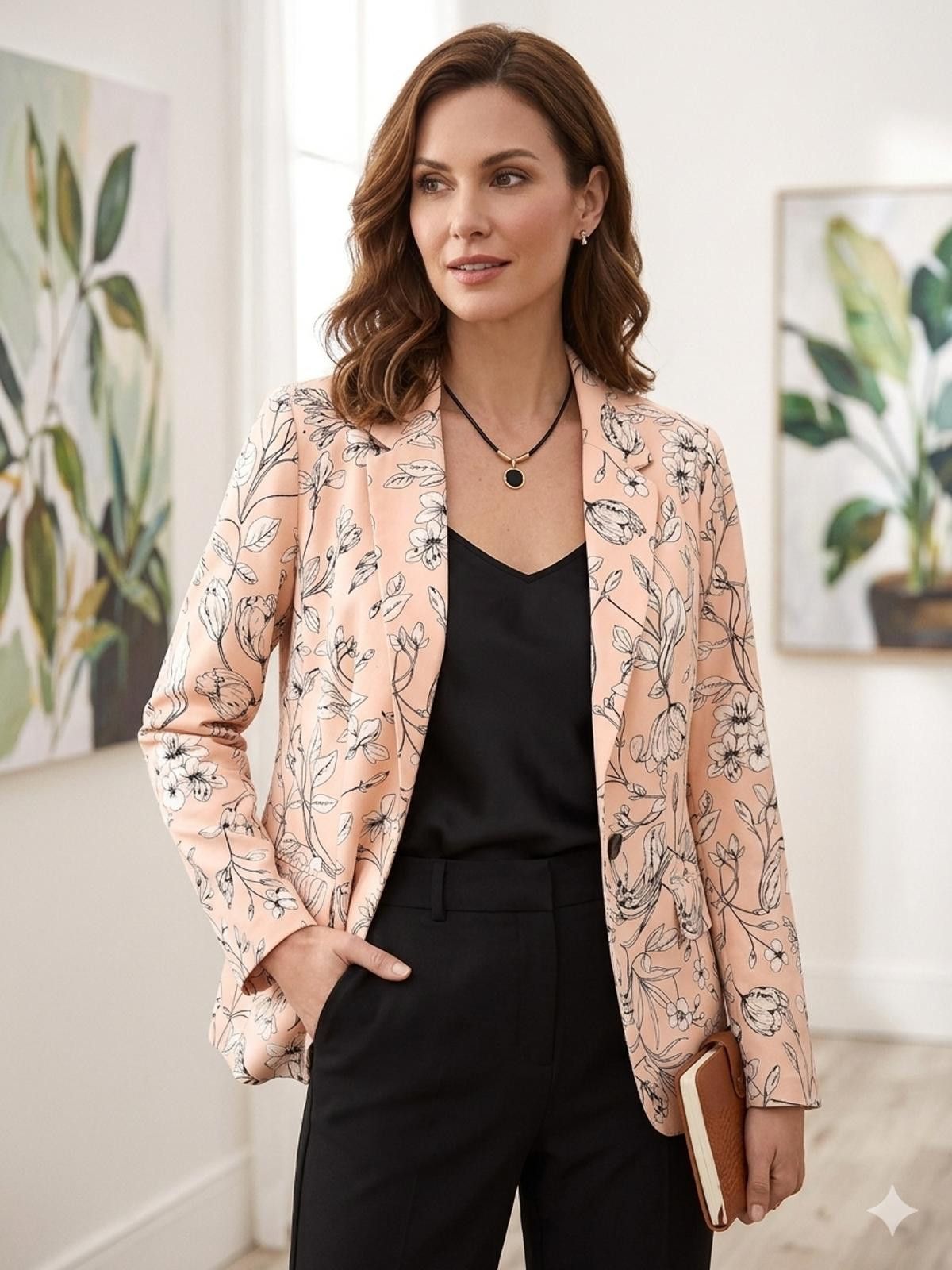 Other Roz & Ali Floral Blazer Jacket Pink Size 8 NWOT Tailored Fit Size M / US 6-8 / IT 42-44 - 1 Thumbnail