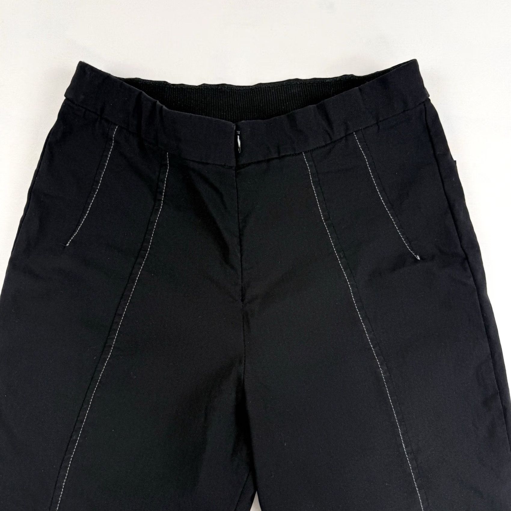 Vintage Porto San Francisco Pants Womens 0 Black Cropped Elastic Waistband Tapered City Classic Designer Capsule Size 25" / US 0 / IT 36 - 2 Thumbnail