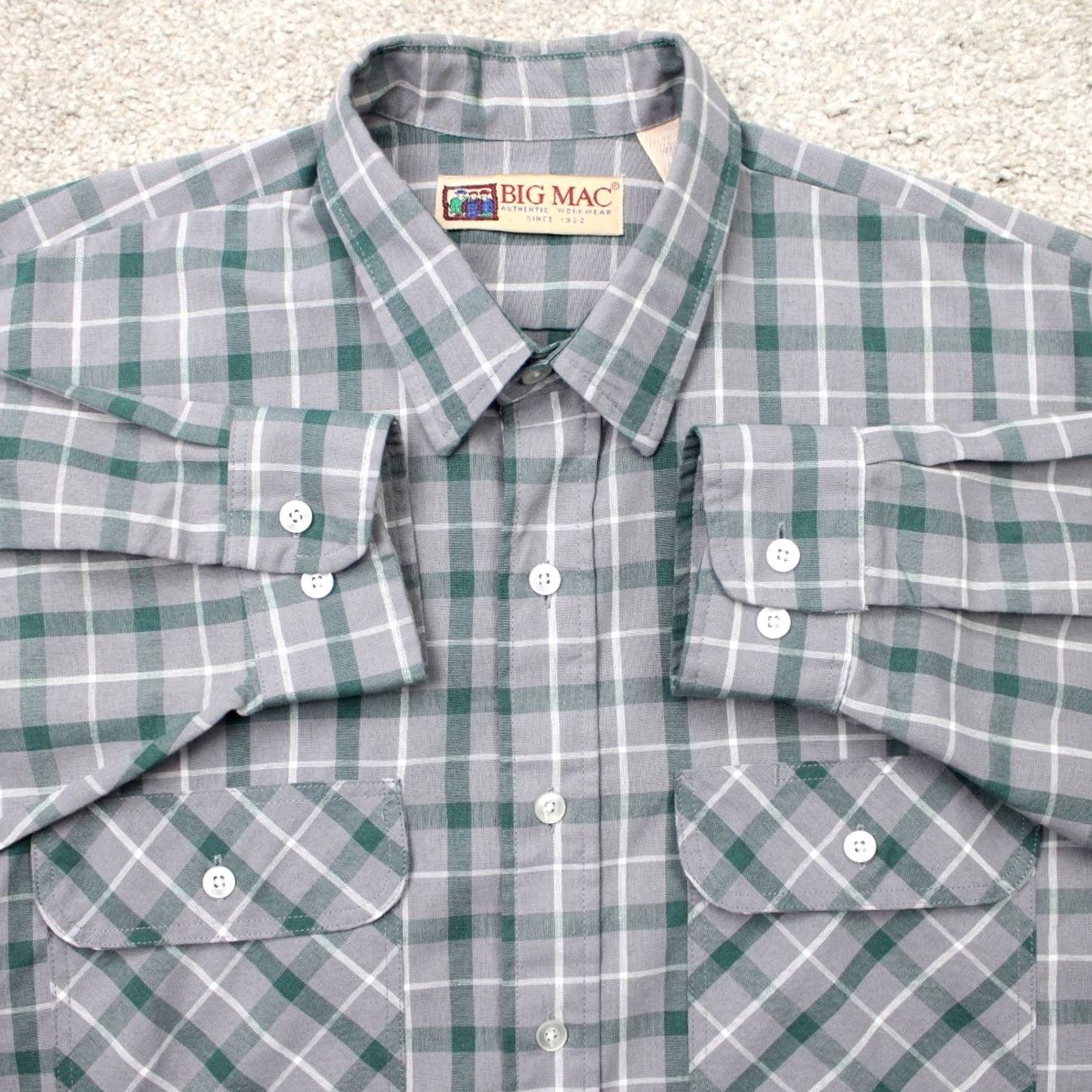 Vintage VTG Big Mac Shirt Mens XL Green/Gray Plaid Flannel Long Sleeve Button-Up 90s y2k Regular Chest 54 in Winter Fall Spring Mens Size US XL / EU 56 / 4 - 2 Thumbnail