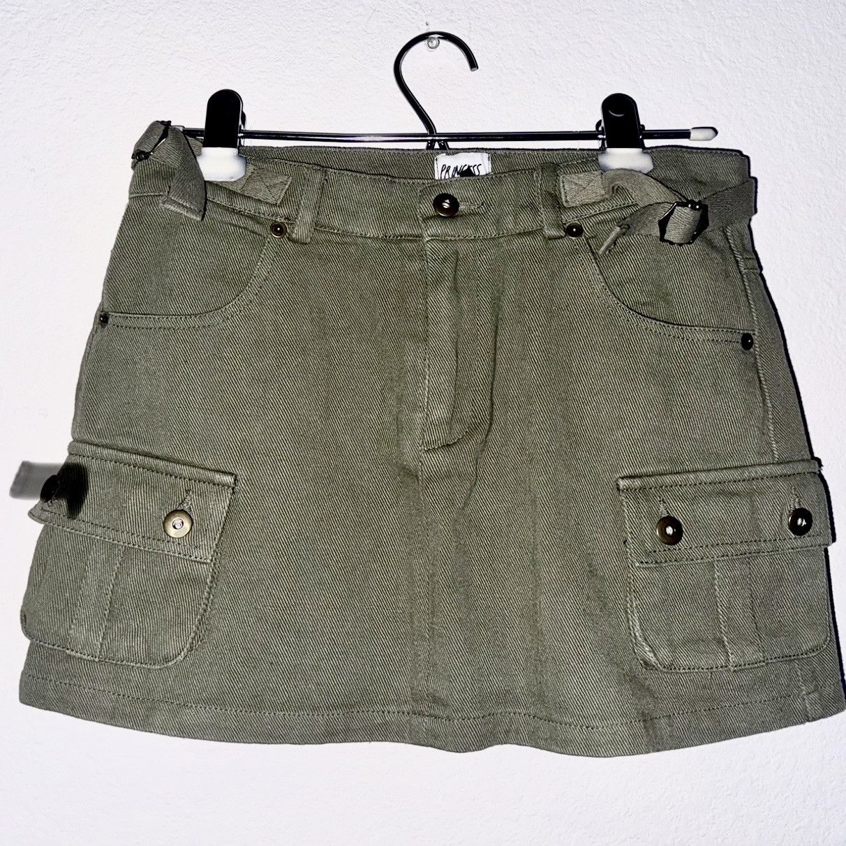 Japanese Brand × Vintage Princess Polly XX Size 4 Womens Olive Green Cargo Mini Skirt Size 27" / US 4 / IT 40 - 1 Thumbnail