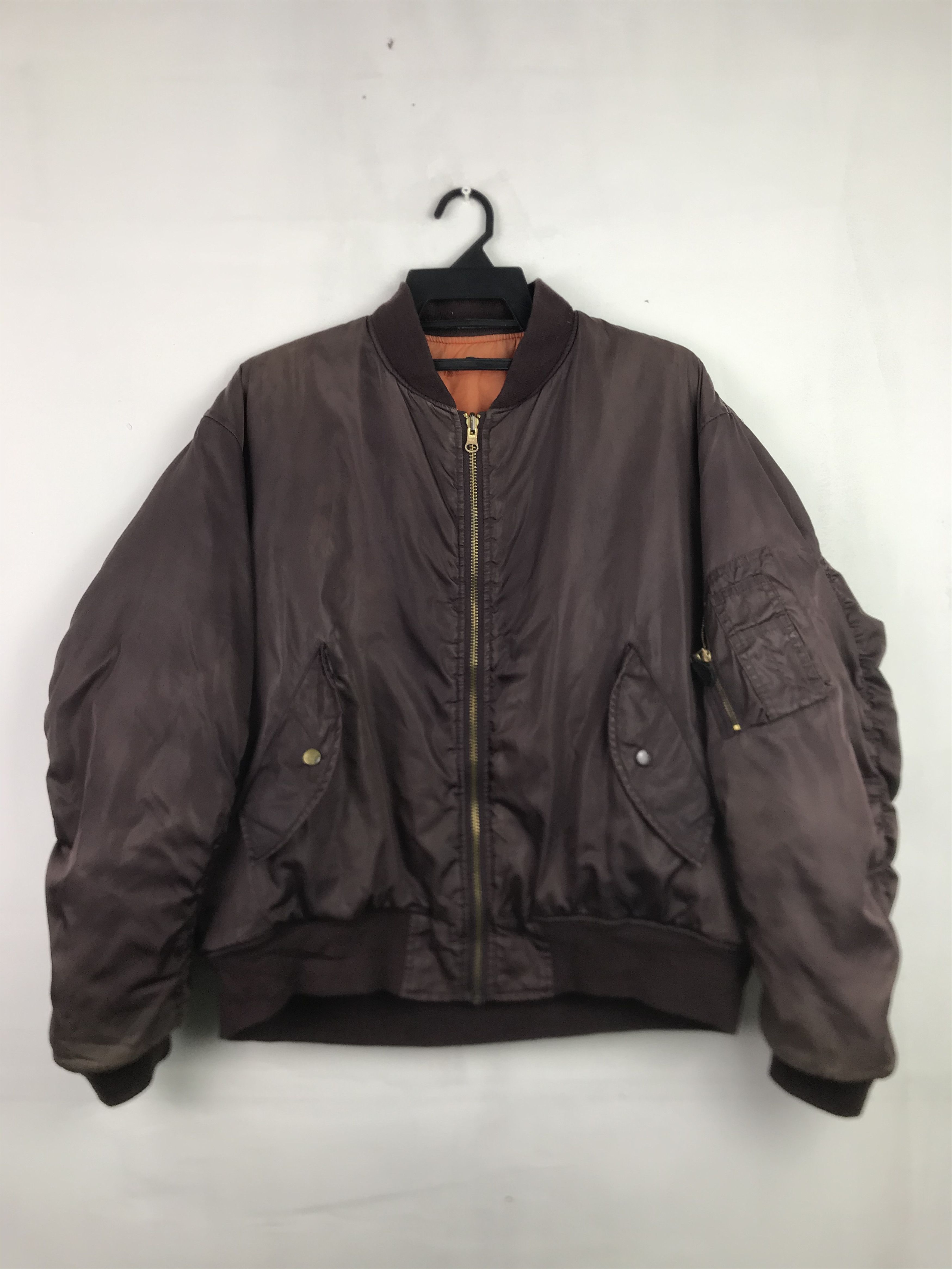 Japanese Brand Vintage Maroon Bomber Jacket Sunfaded Distressed Size US XXL / EU 58 / 5 - 1 Thumbnail