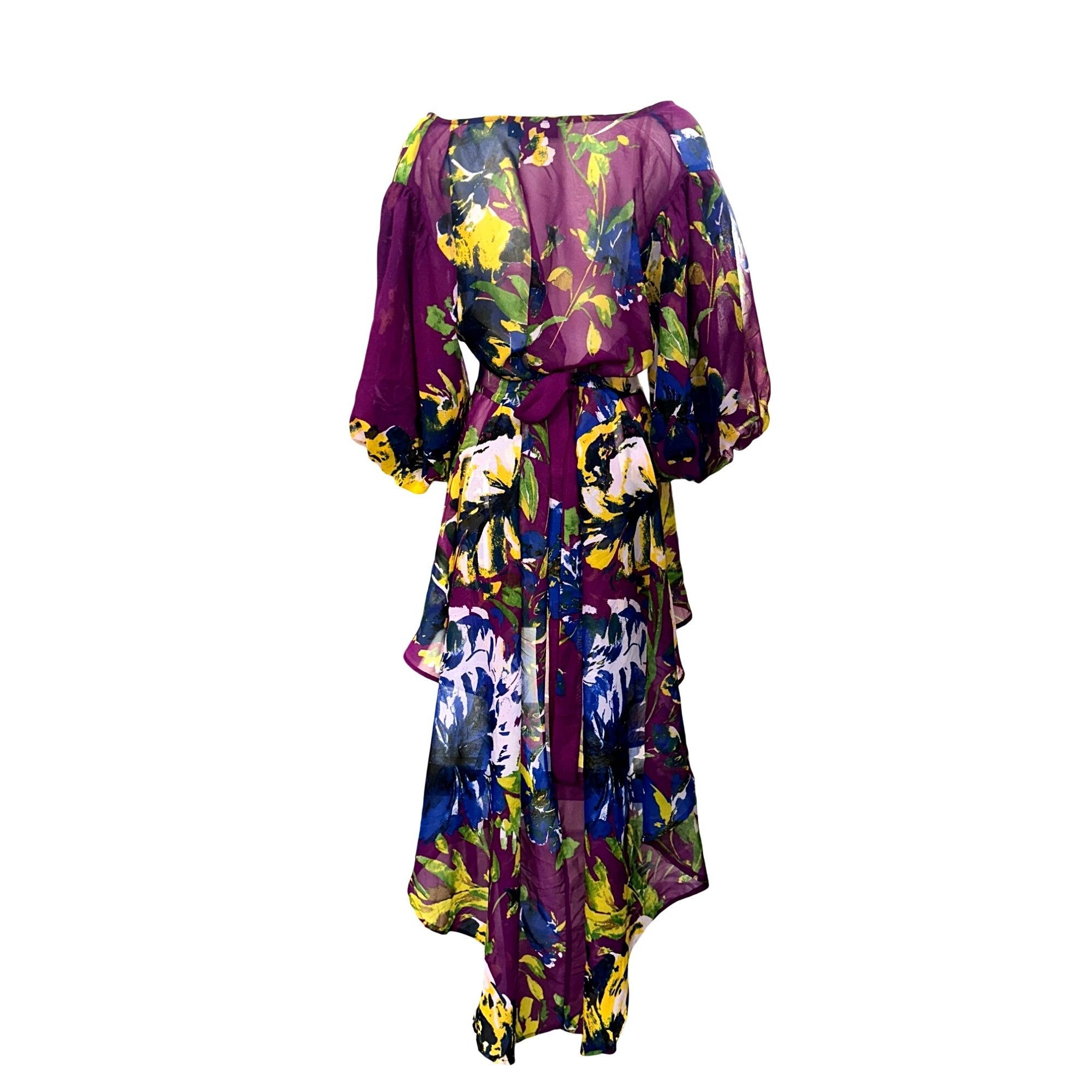 Other Ashley Stewart Size 14 Purple Sheer Floral Dress High Low He Size XL / US 12-14 / IT 48-50 - 6 Thumbnail