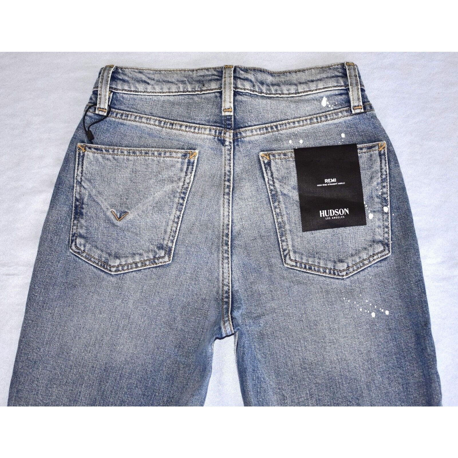 Hudson B0 NWT HUDSON Remi Splatter Hi Rise Straight Jeans 24 $215 Size 24" / US 00 / IT 34 - 4 Thumbnail