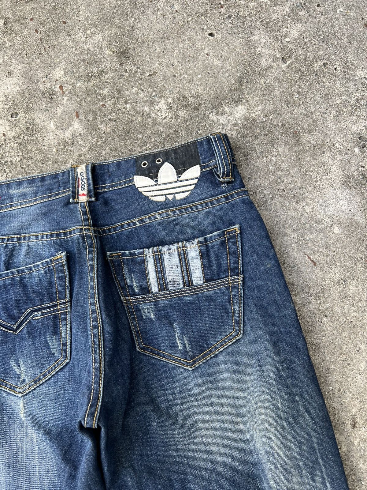 Adidas × Diesel 💥Vintage Diesel Industry x Adidas Distress Jean Size US 29 - 17 Thumbnail