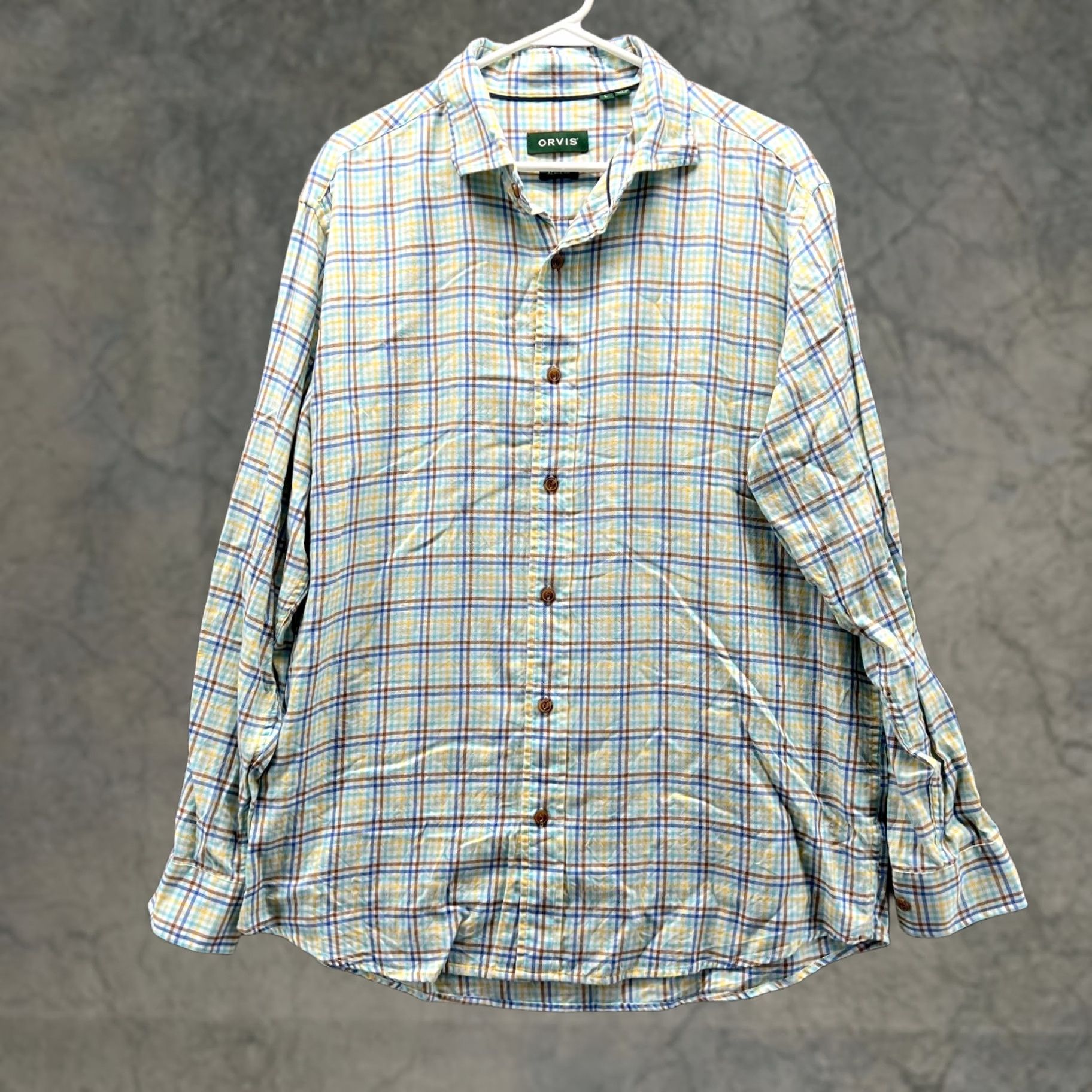 Orvis Orvis Shirt Men Large Adult Green Plaid Cotton Button-Down Vintage? No (reworded per data) Size US L / EU 52-54 / 3 - 1 Thumbnail