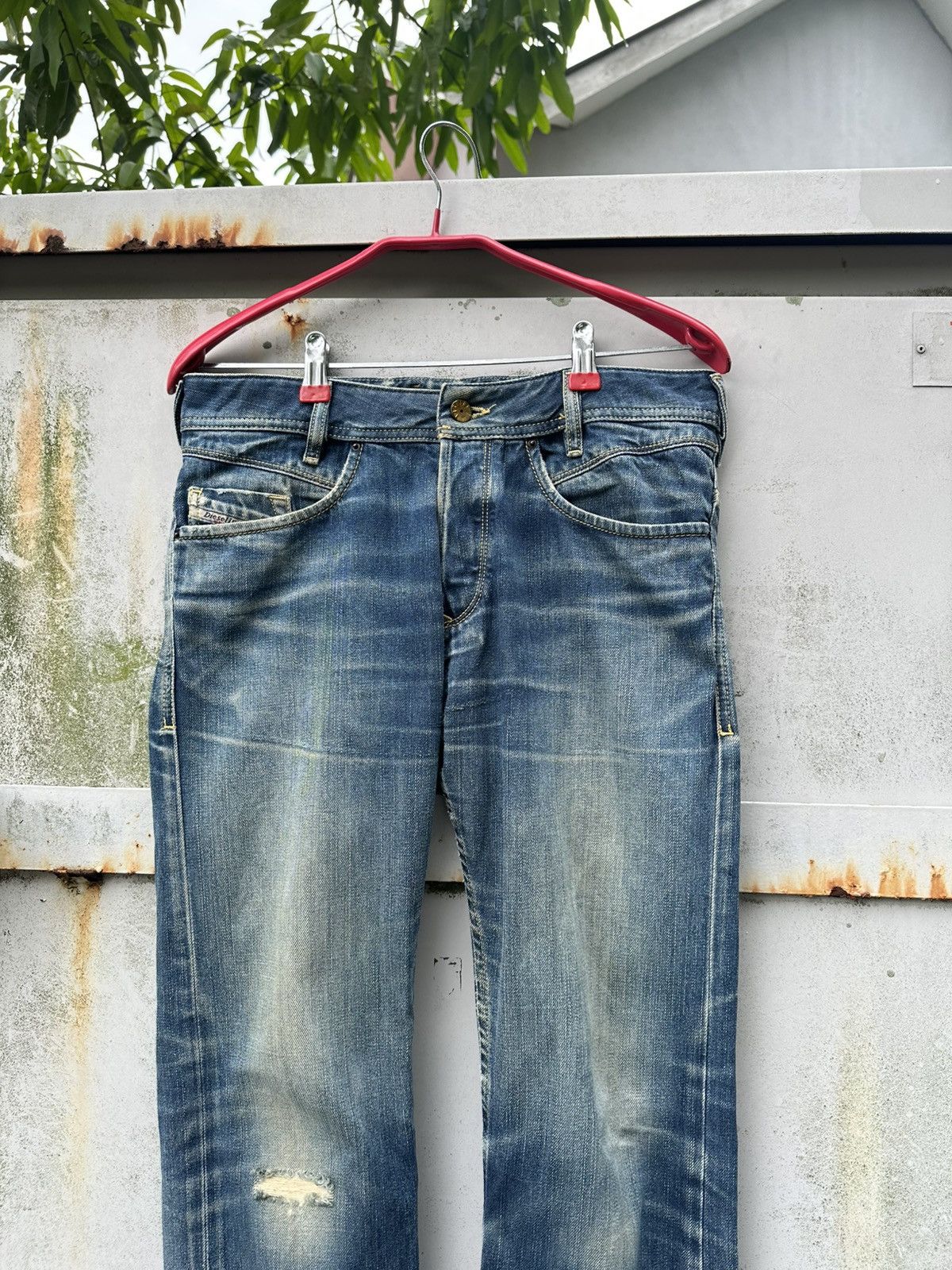 Diesel 👹Vintage Diesel Poiak Baggy Thrashed Jeans Size US 28 / EU 44 - 4 Thumbnail