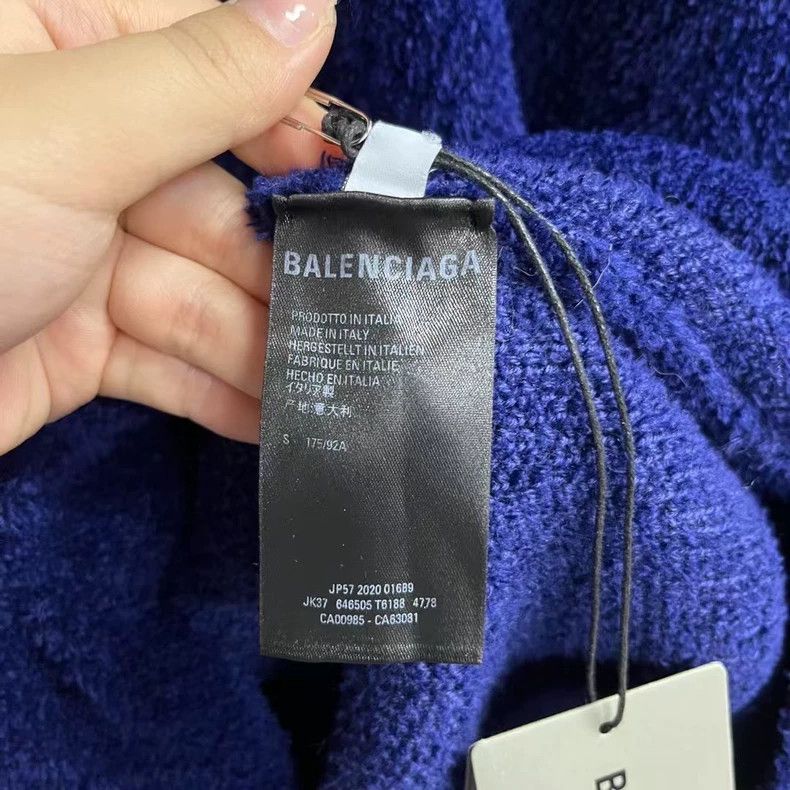 Balenciaga Balenciaga Navy Blue Fleece Embroidered Knit Hoodie Size US S / EU 44-46 / 1 - 5 Thumbnail