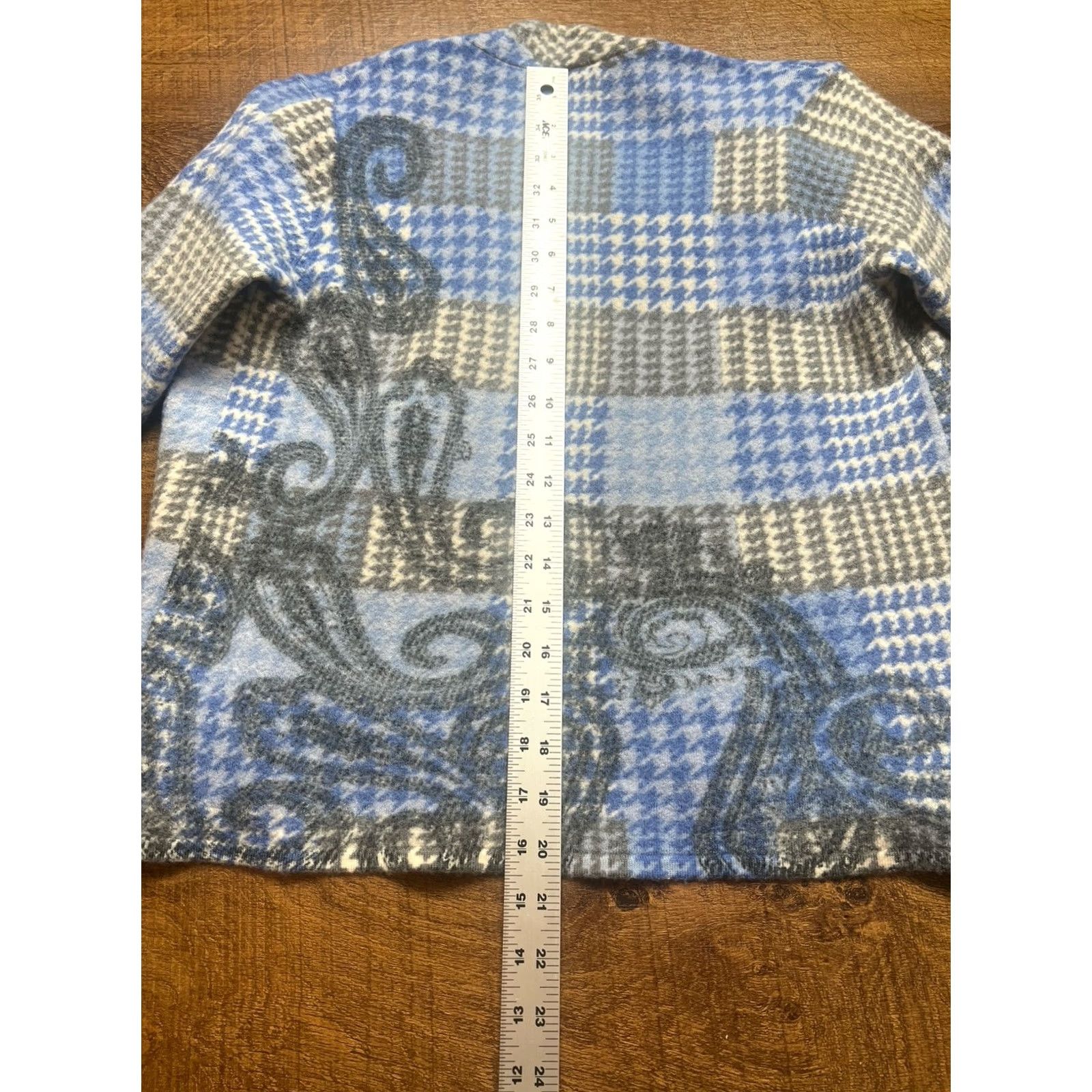 Talbots Talbots Cardigan Shirt Women Open Paisley Houndstooth Merino Wool Large Blue Size L / US 10 / IT 46 - 6 Thumbnail