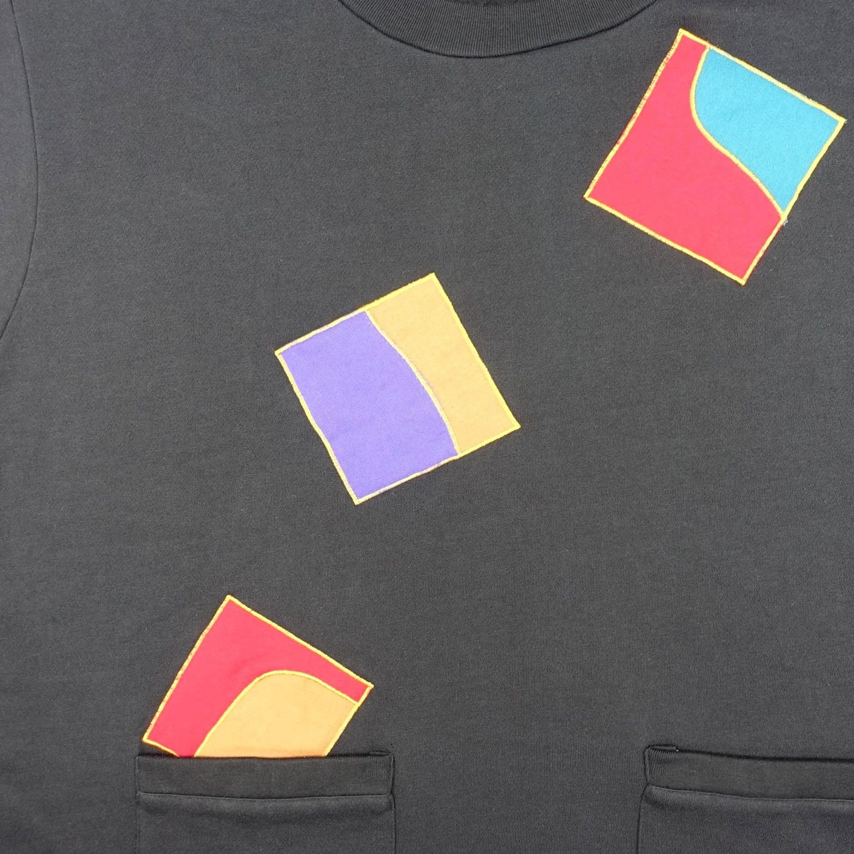 Vintage VINTAGE Shaker Sport Sweatshirt Womens 46 Black Geometric Pockets 80s Abstract Crew Neck Pullover Sweatshirt Womens Mens Girls Size L / US 10 / IT 46 - 2 Thumbnail