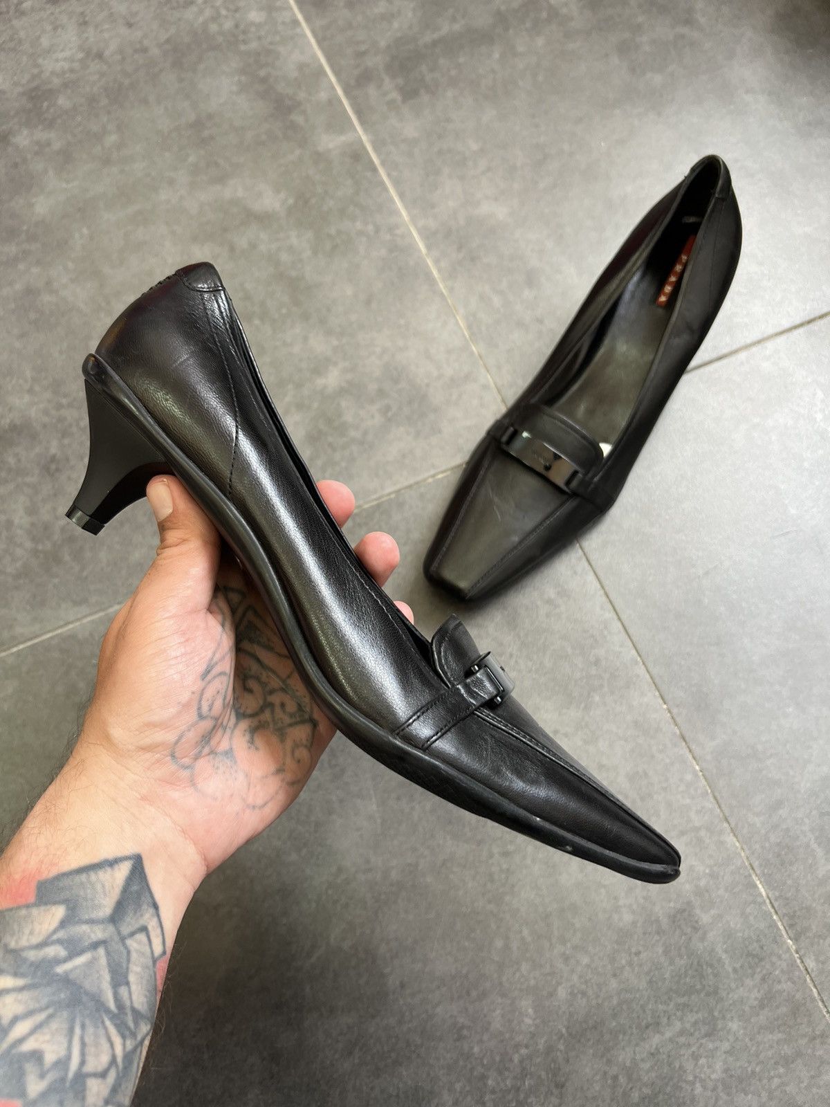 Prada Vintage PRADA Sport square toe Ballets Kitten Heels office Size US 11 / IT 41 - 3 Thumbnail