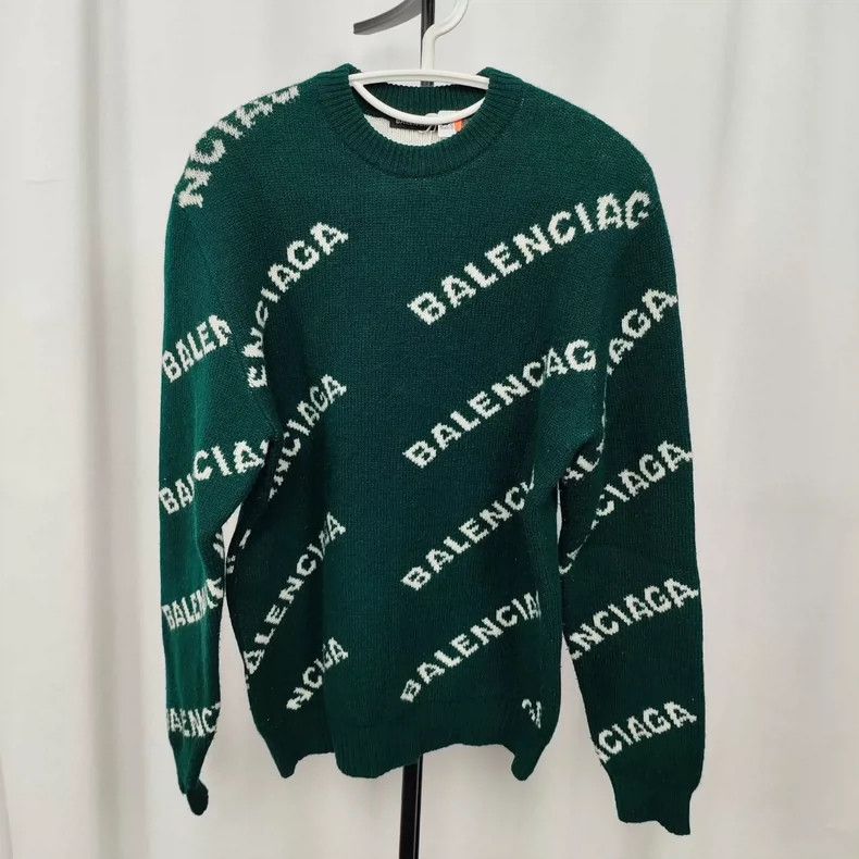 Balenciaga Balenciaga Green Logo Sweater - dmc Size US S / EU 44-46 / 1 - 1 Thumbnail