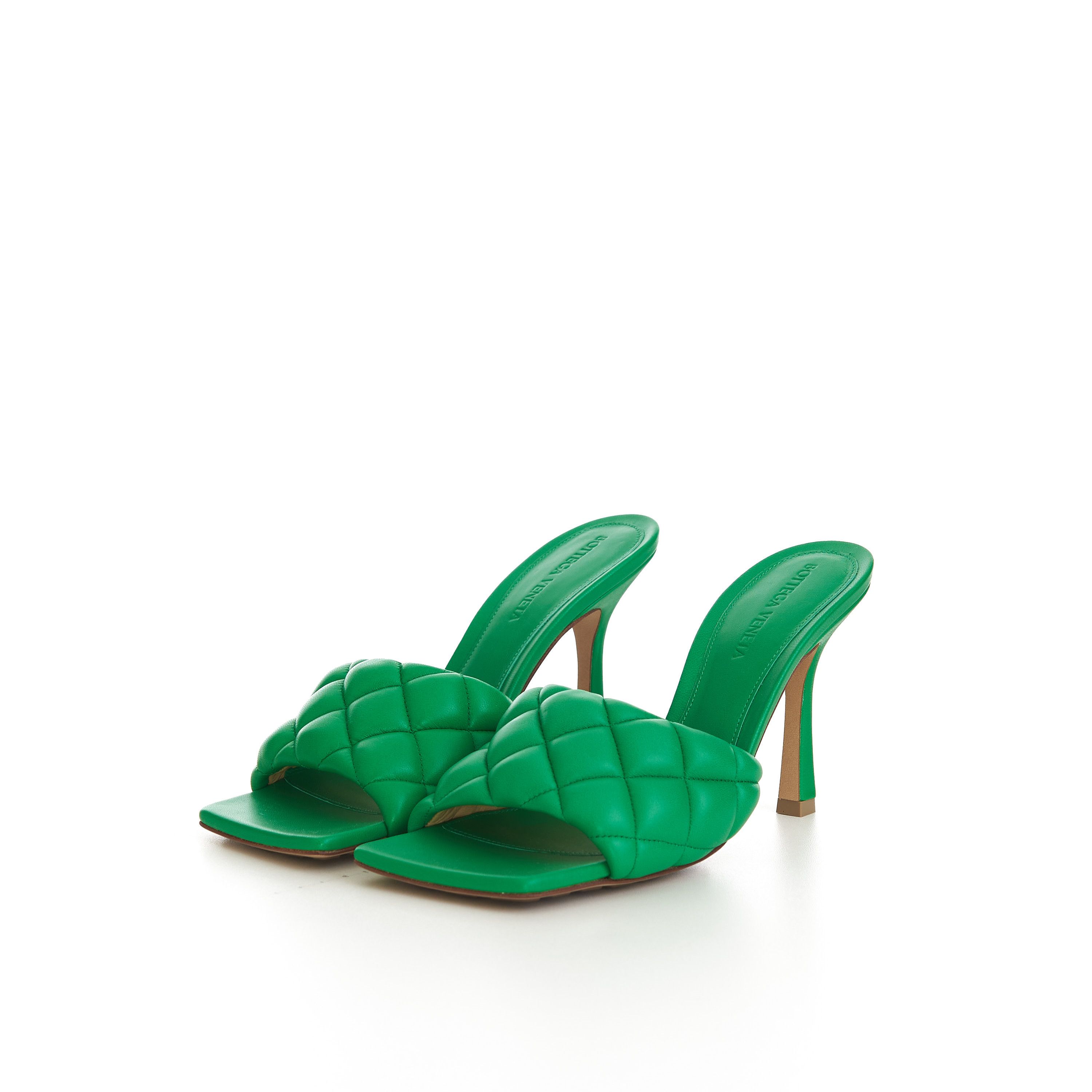 Bottega Veneta Padded Mules In Parakeet Green Quilted Leather Size US 7 / IT 37 - 5 Thumbnail