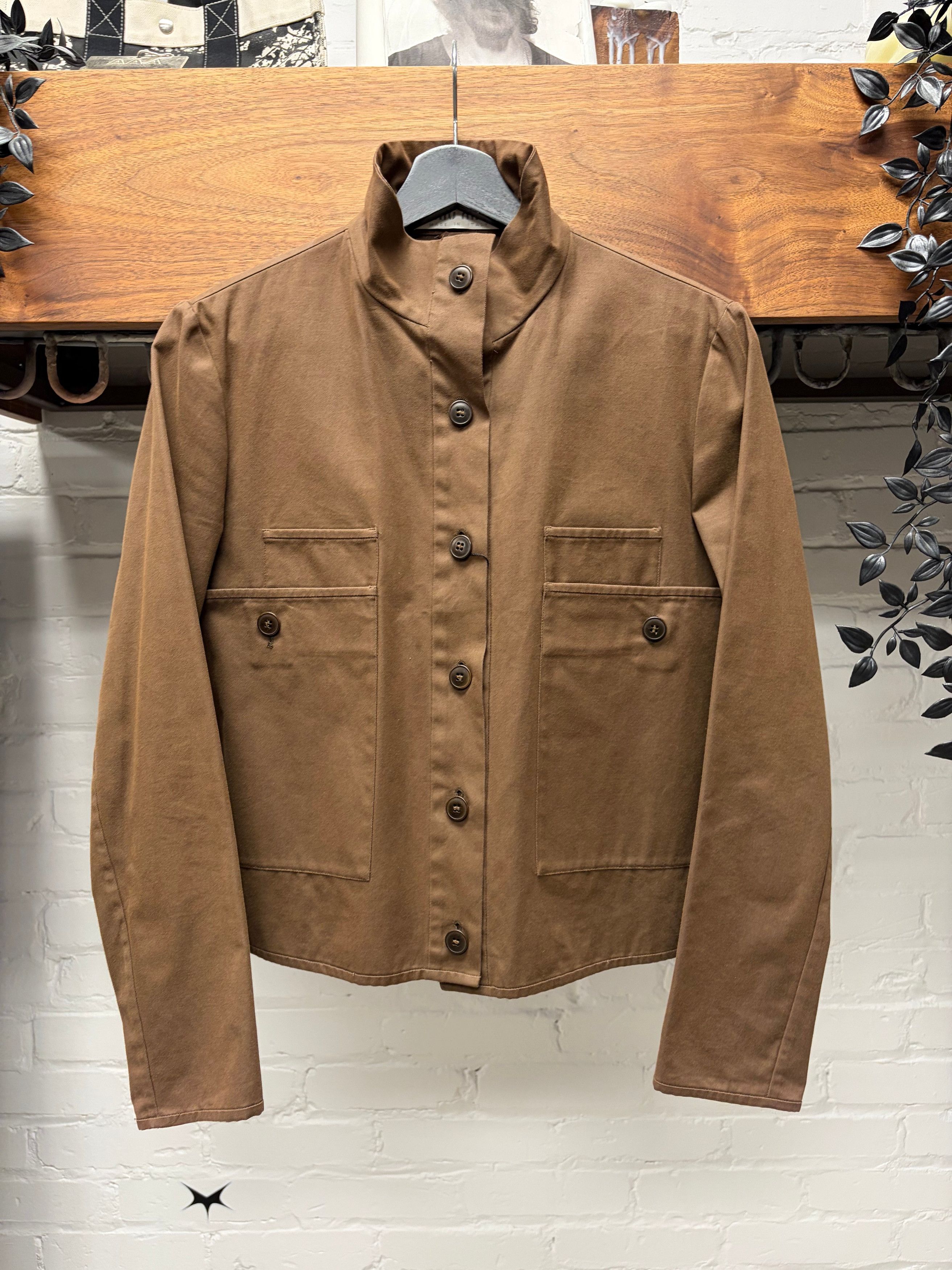 Miu Miu AW1999 Miu Miu High Neck Brown Cotton Trucker Jacket Size M / US 6-8 / IT 42-44 - 1 Thumbnail