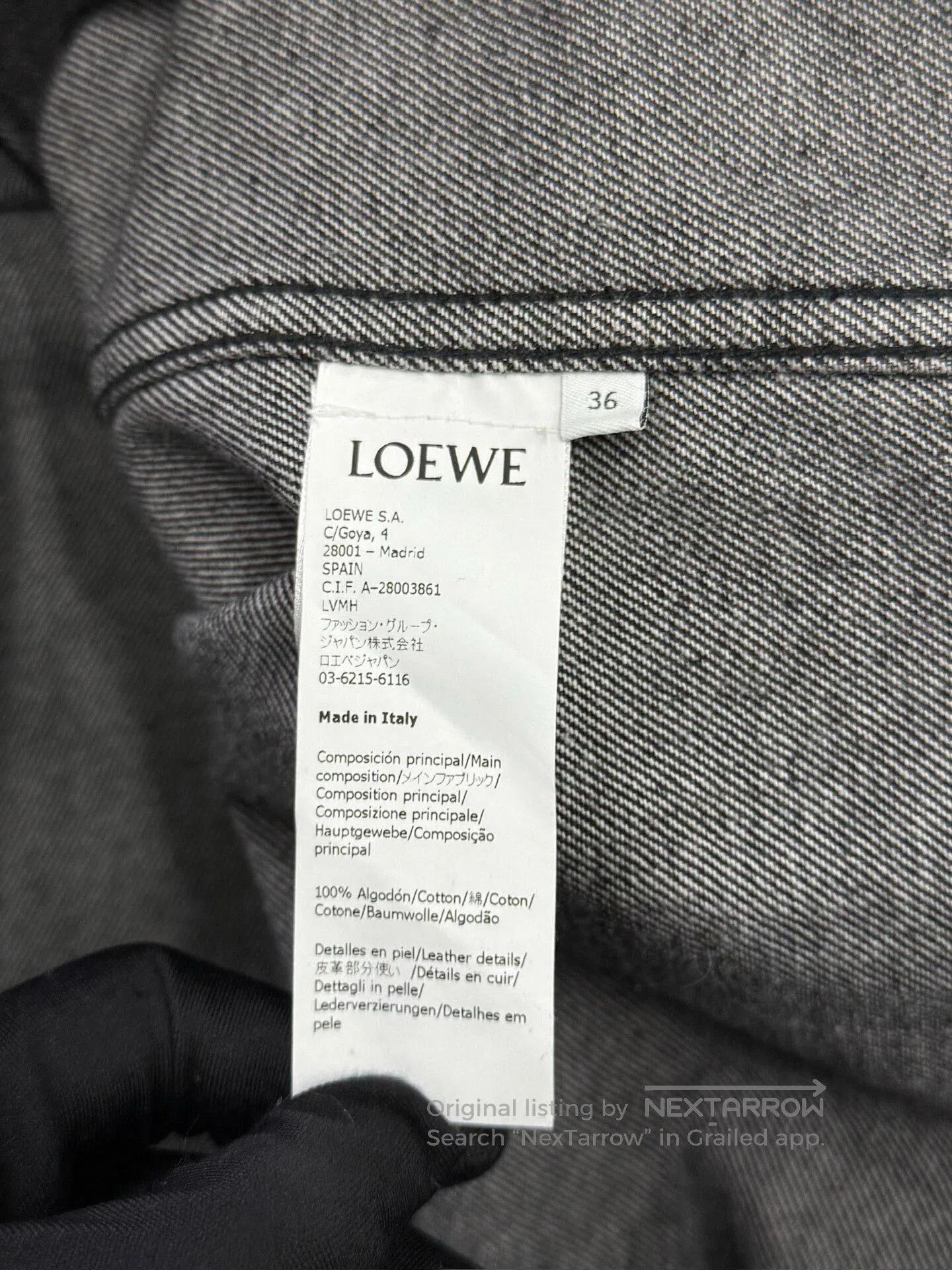 Loewe Loewe Classic Black Washed Denim Jacket. Size XS / US 0-2 / IT 36-38 - 4 Thumbnail