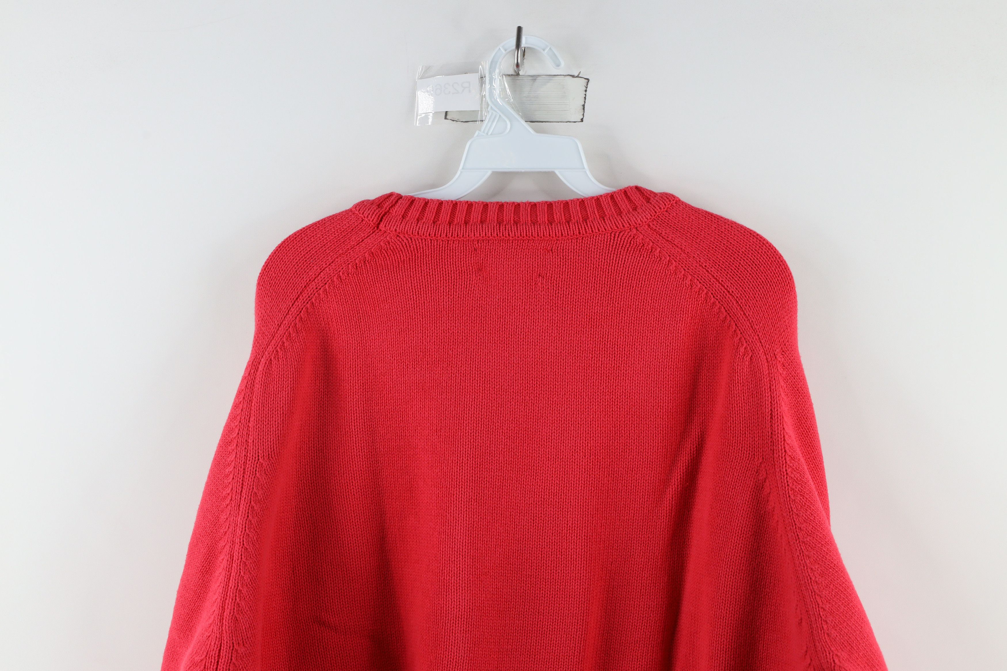 Lands' End × Vintage Vintage 90s Lands End Cotton Knit Crewneck Sweater Red USA Size US XL / EU 56 / 4 - 6 Thumbnail