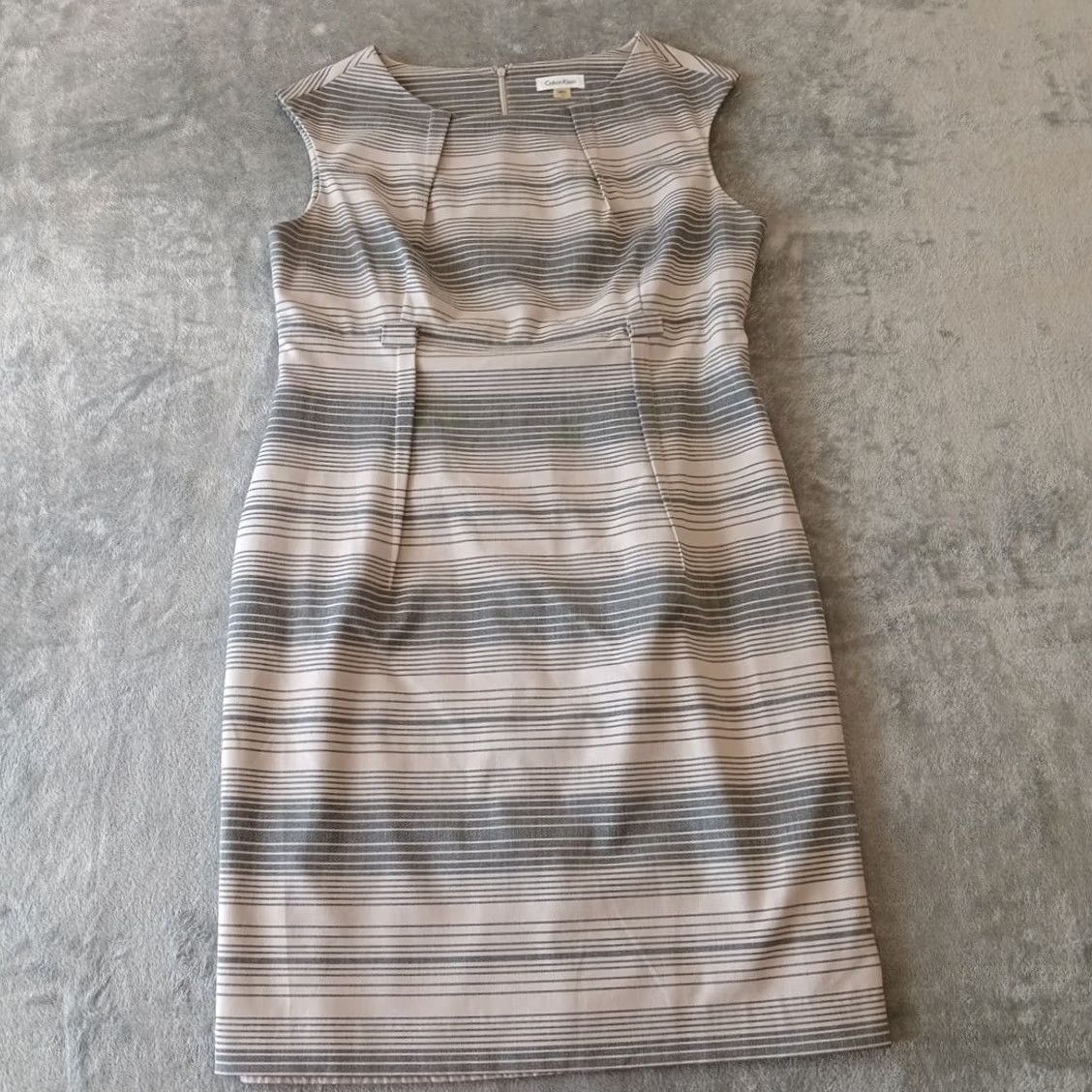 Calvin Klein Calvin Klein Sheath Dress Size 14 Gray Striped Sleeveless Knee Length Lined Slit Dress Women's Regular Vintage No Size XL / US 12-14 / IT 48-50 - 2 Thumbnail
