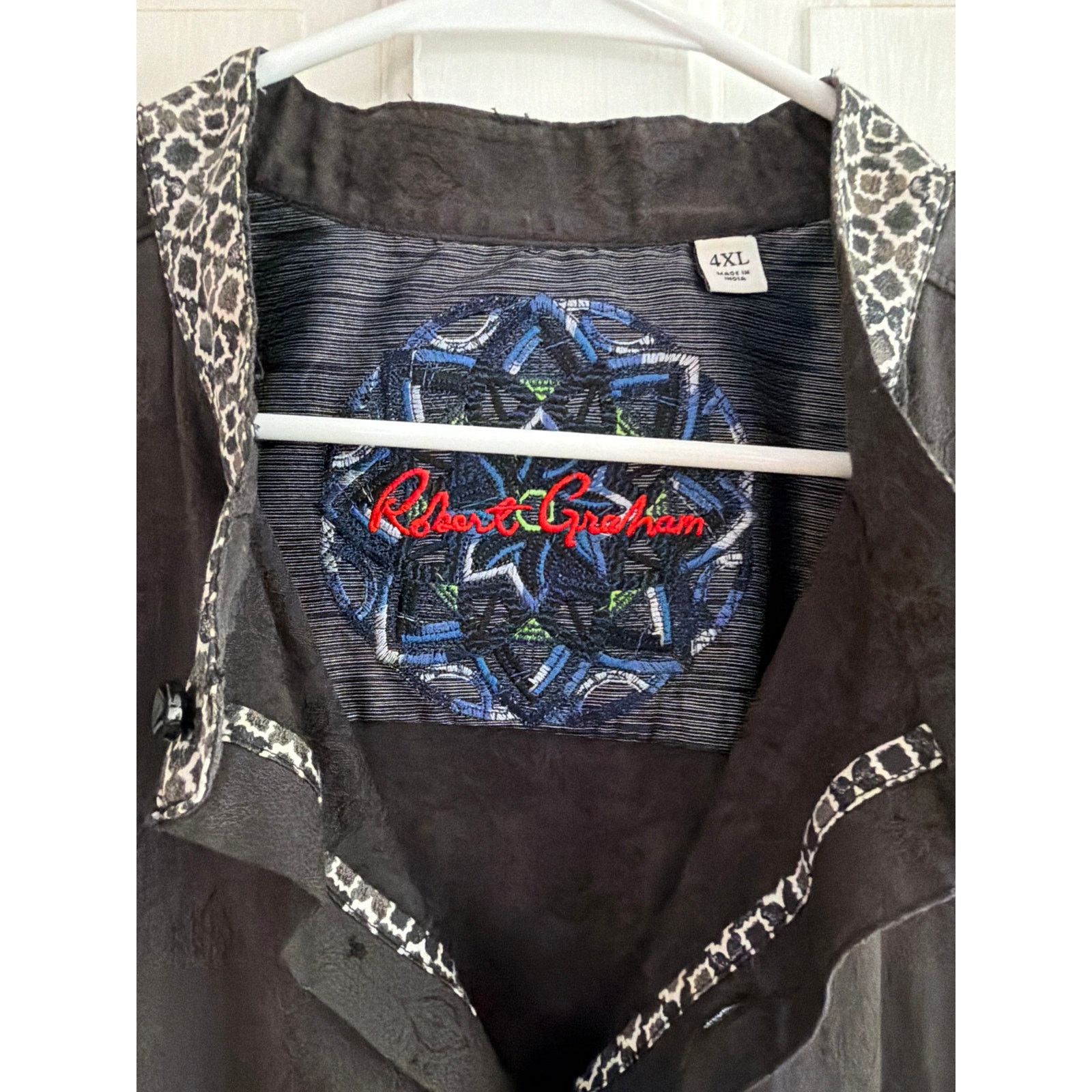 Robert Graham Robert-Graham 4XL Black Shirt with Muted Pattern Flip-Cuff Size US XXL / EU 58 / 5 - 3 Thumbnail