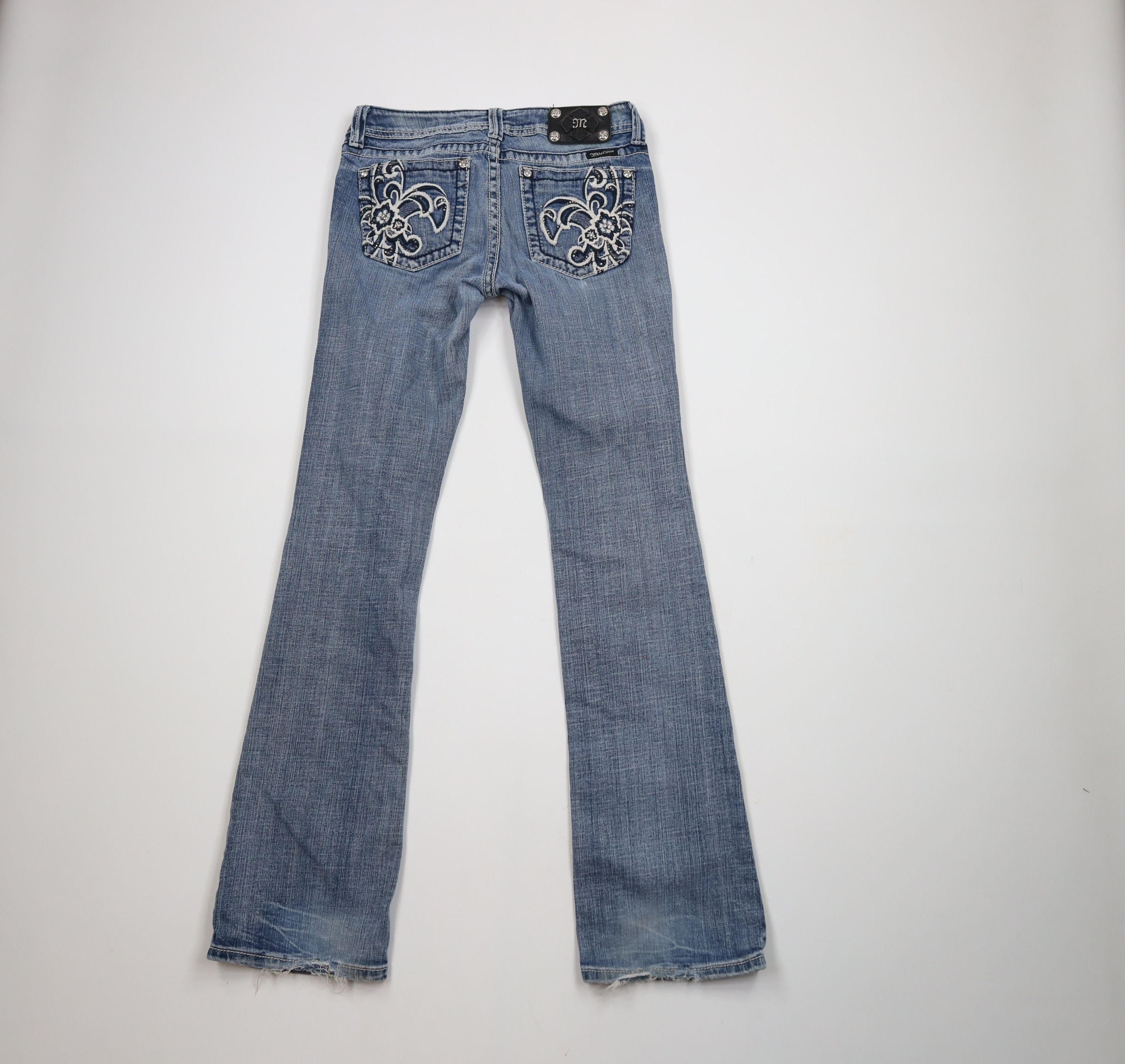 Miss Me × Vintage Miss Me Thick Stitch Flower Fleur de Lis Bootcut Jeans Size 29" - 11 Thumbnail
