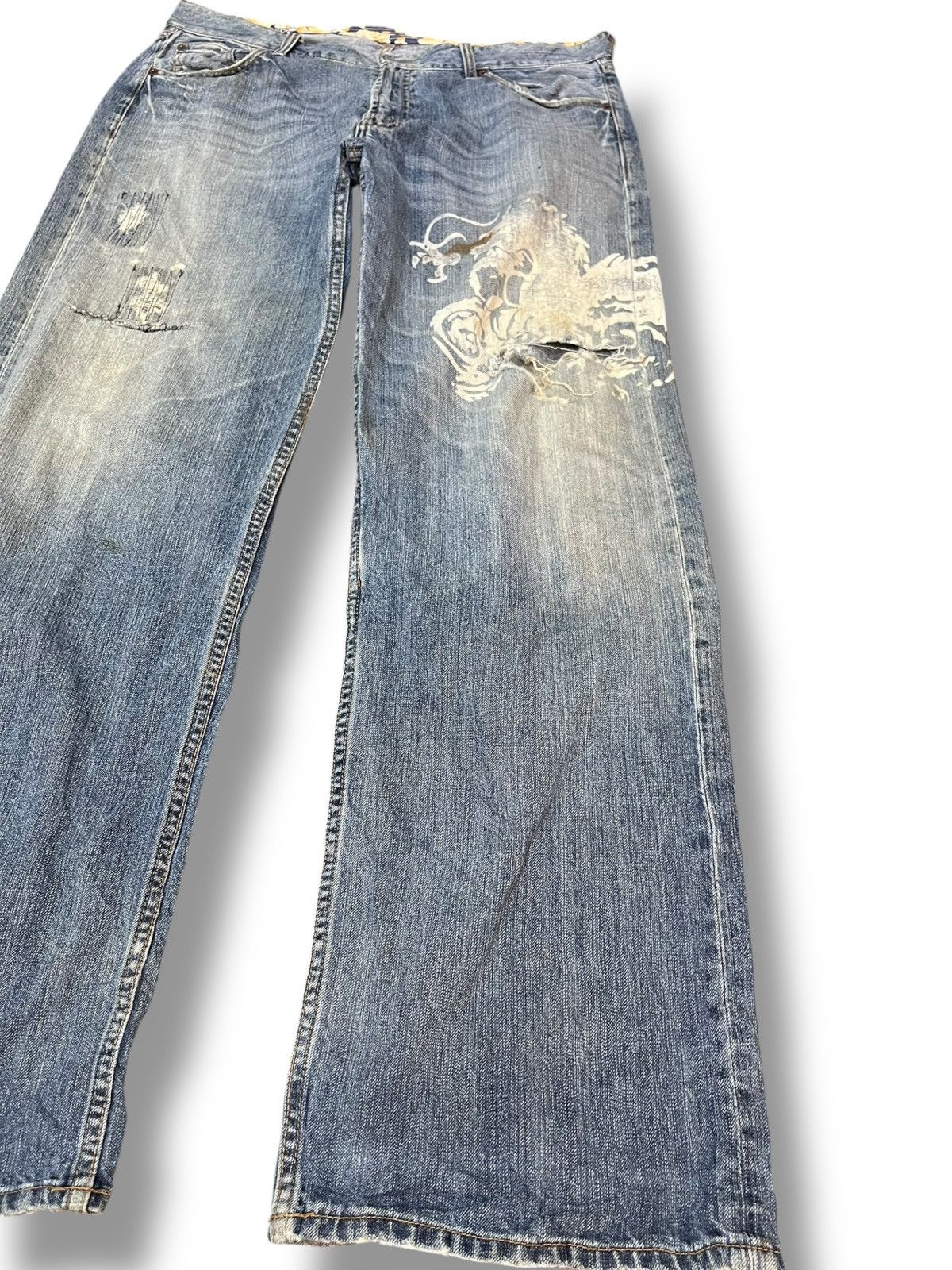 Hysteric Glamour Vintage Japanese Brand Karakuri Tamashi Dragon Printed Denim Size US 35 - 3 Thumbnail