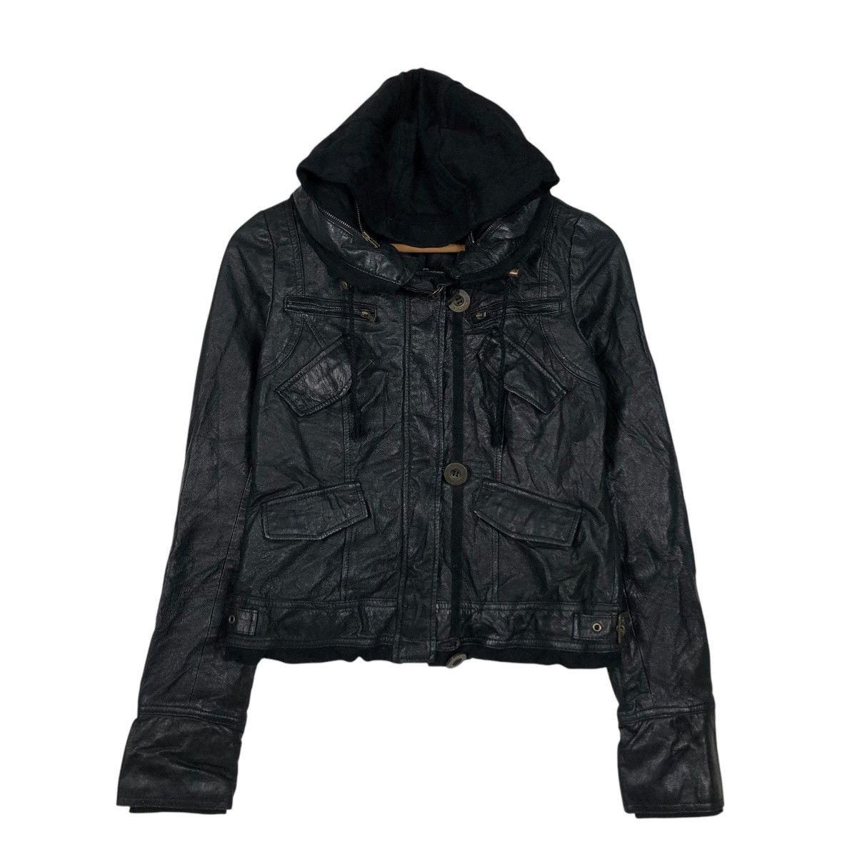 Japanese Brand 🔥VINTAGE CROPPED BIKER LEATHER JACKET BRUSH ISSEY MIYAKE Size US S / EU 44-46 / 1 - 3 Thumbnail