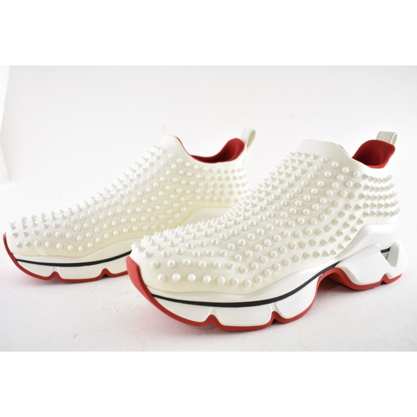 Christian Louboutin Christian Louboutin Mens Spike Sock 30 Neoprene White Low Size US 11 / EU 44 - 11 Thumbnail