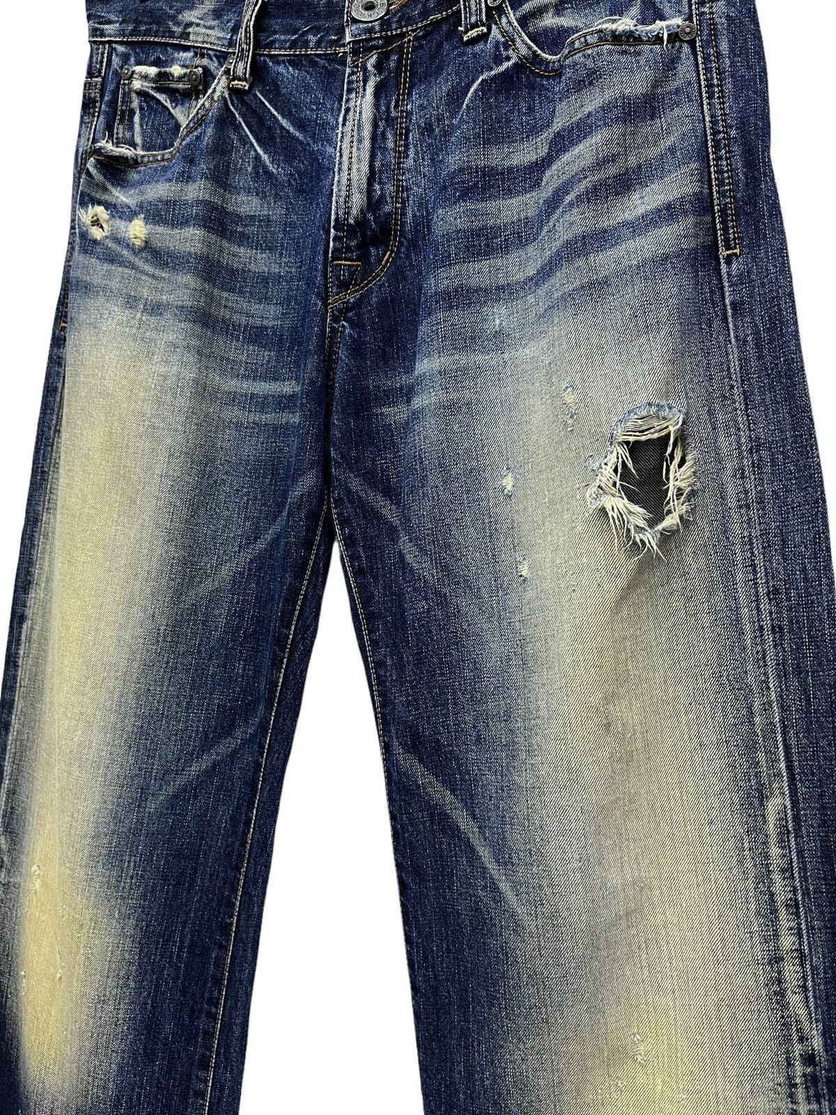 BUCKAROO 🔥Crashwash Indigo Mudmax Punk Ripped Wide Leg Flare Size US 30 / EU 46 - 7 Thumbnail
