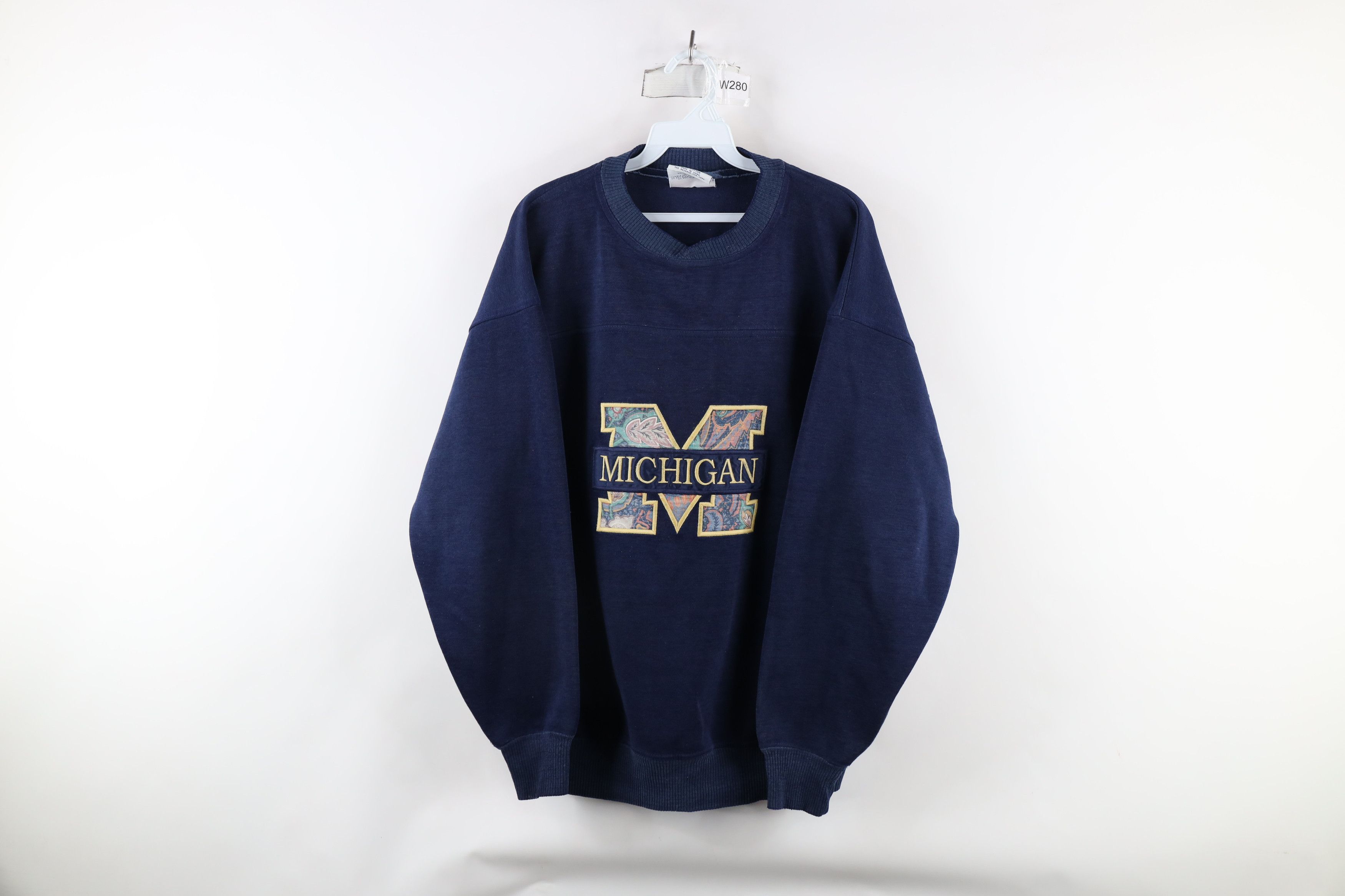 Vintage Vintage 90s Block M University of Michigan Sweatshirt Size L / US 10 / IT 46 - 1 Thumbnail