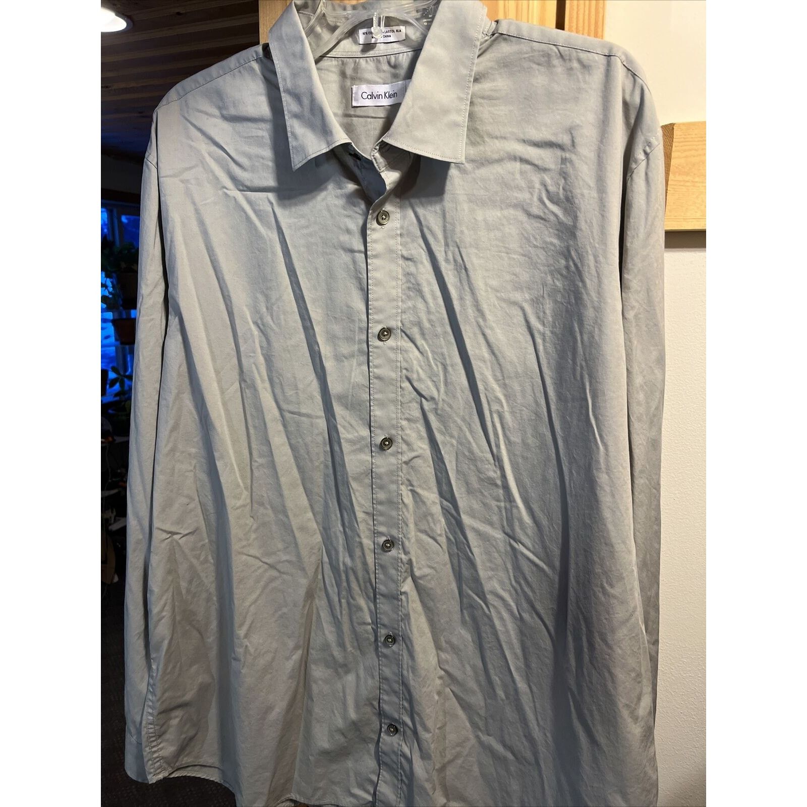 Calvin Klein Calvin Klein Men’s XL Grey LS Cotton Lastol Button Up Shirt Size US XL / EU 56 / 4 - 8 Thumbnail