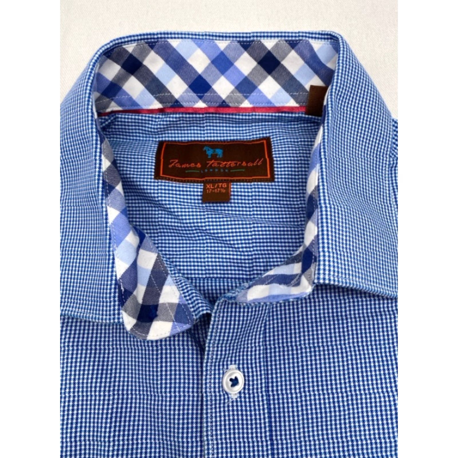 Vintage VINTAGE James Tattersall Mens XL Long Sleeve Button Up Blue Check Shirt Cotton 3955 Size US XL / EU 56 / 4 - 4 Thumbnail