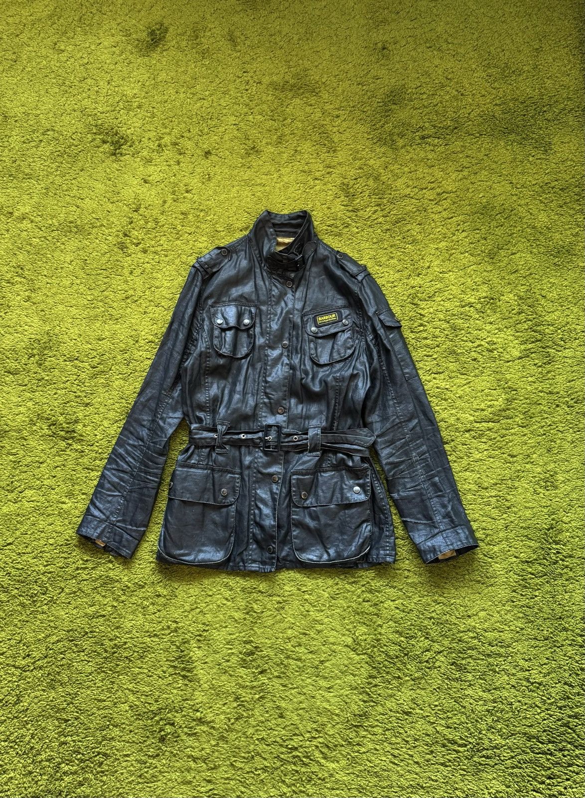 Barbour International duralinen waxed belted jacket