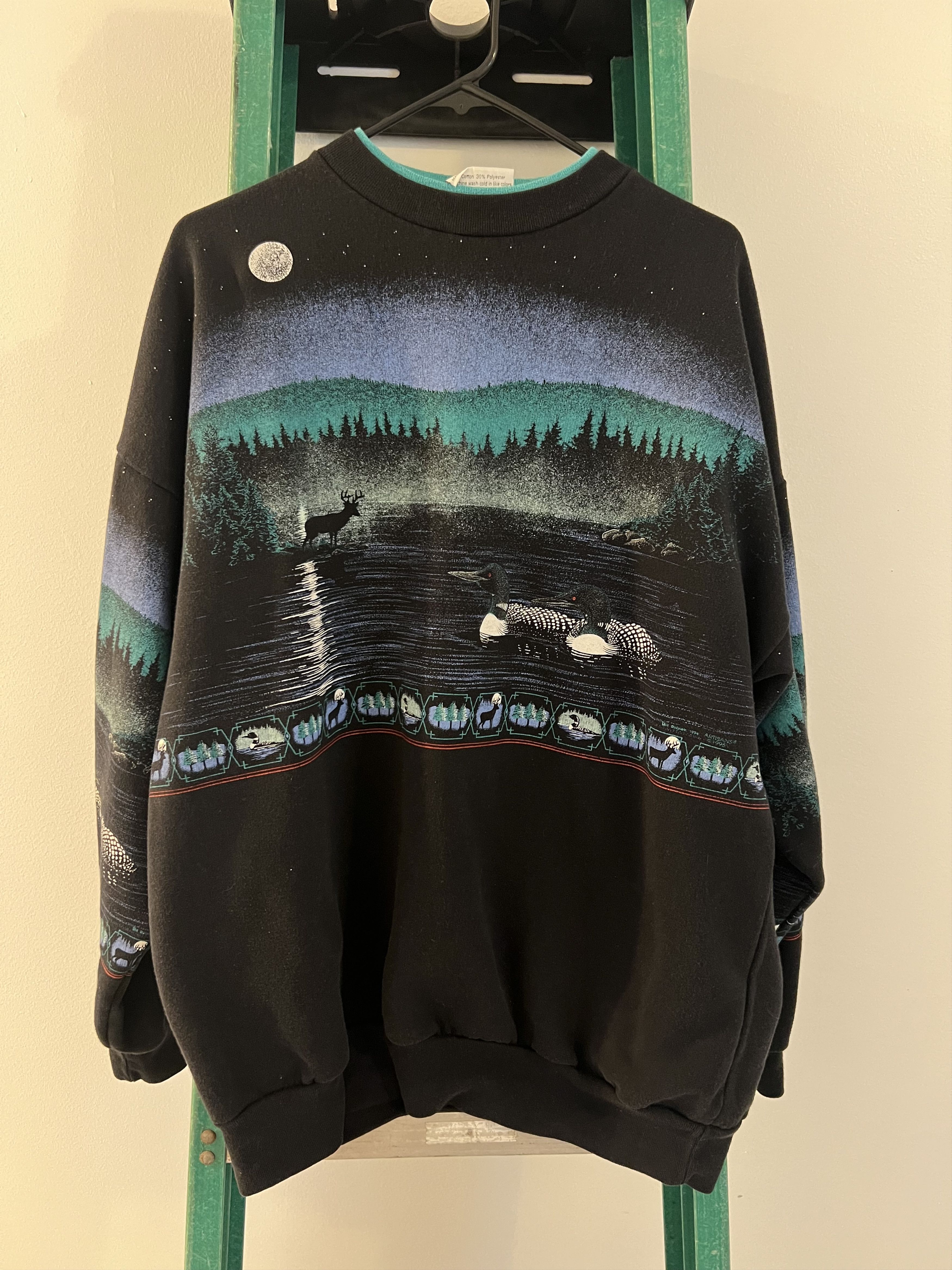Other Vintage Loon Moose Forest Lake Crewneck Sweatshirt Size US XXL / EU 58 / 5 - 1 Thumbnail