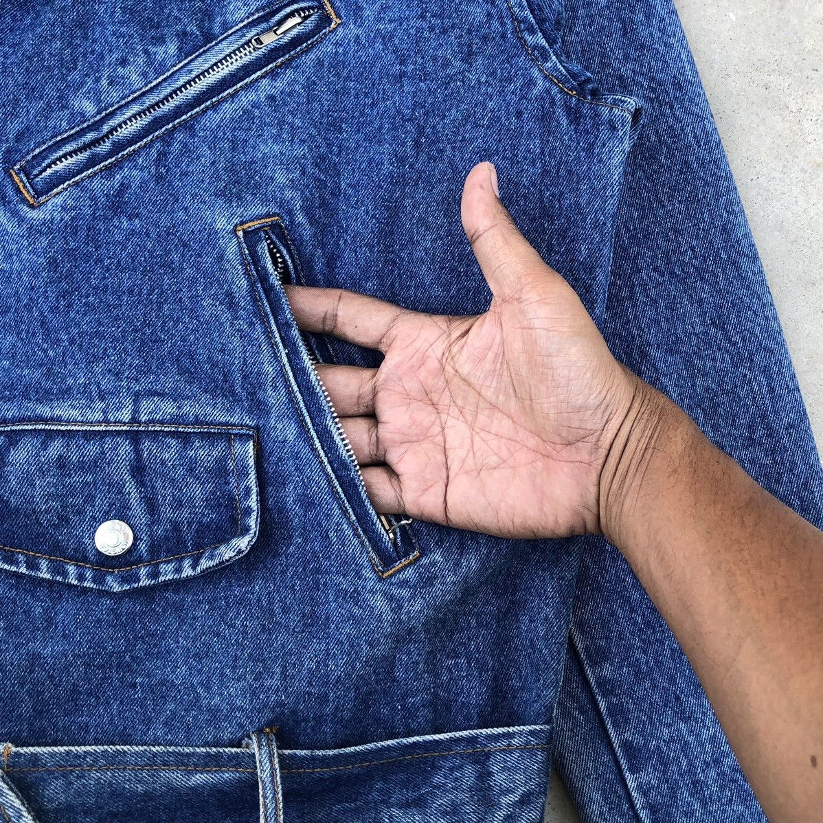 Vintage Vintage Houston Double Collar Riders Motorcycle Denim Jacket Size US M / EU 48-50 / 2 - 4 Thumbnail