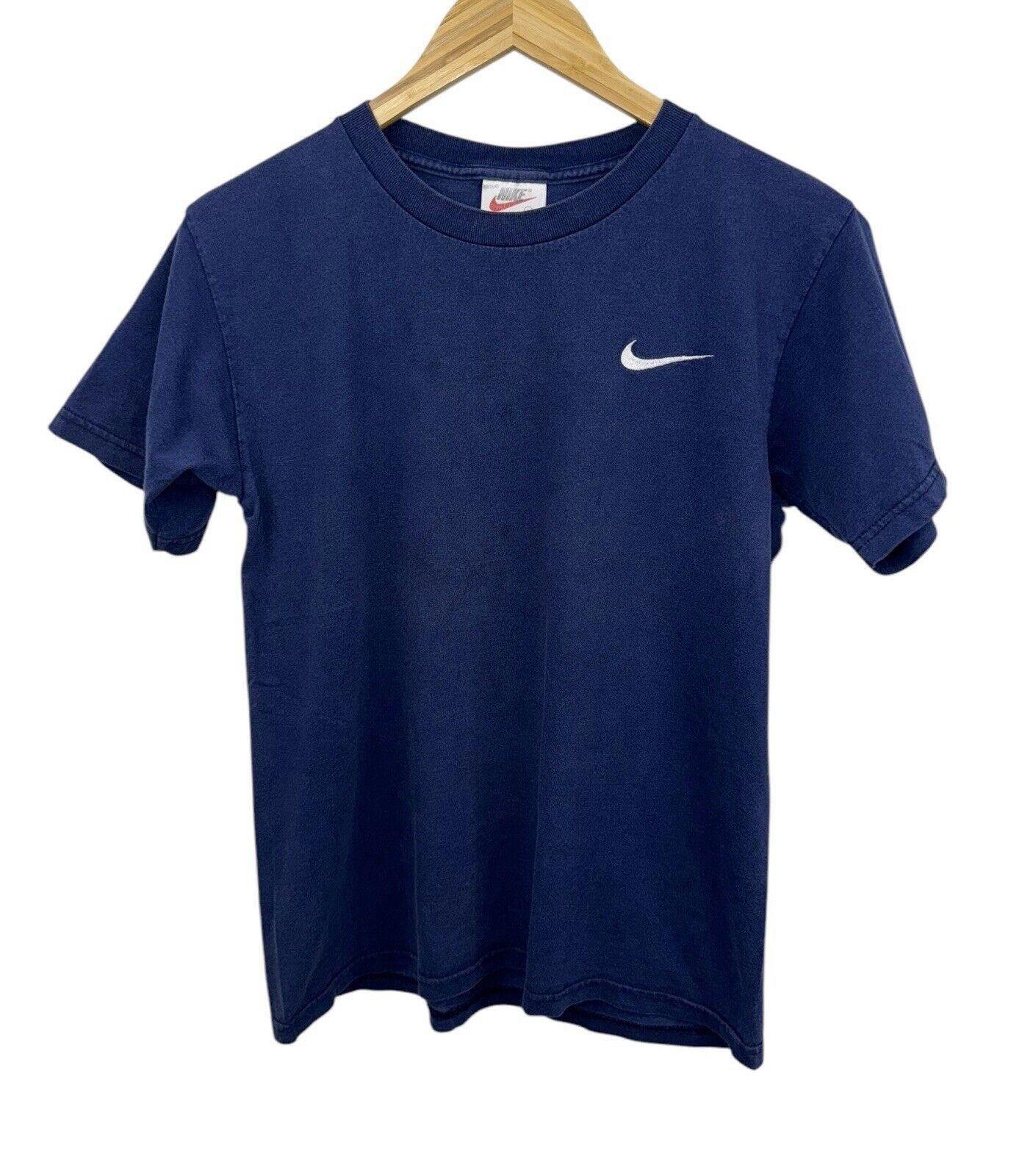 Nike Vintage Nike 90s Navy Blue Essential Swoosh Shirt Kids L Size US XXS / EU 40 - 1 Thumbnail