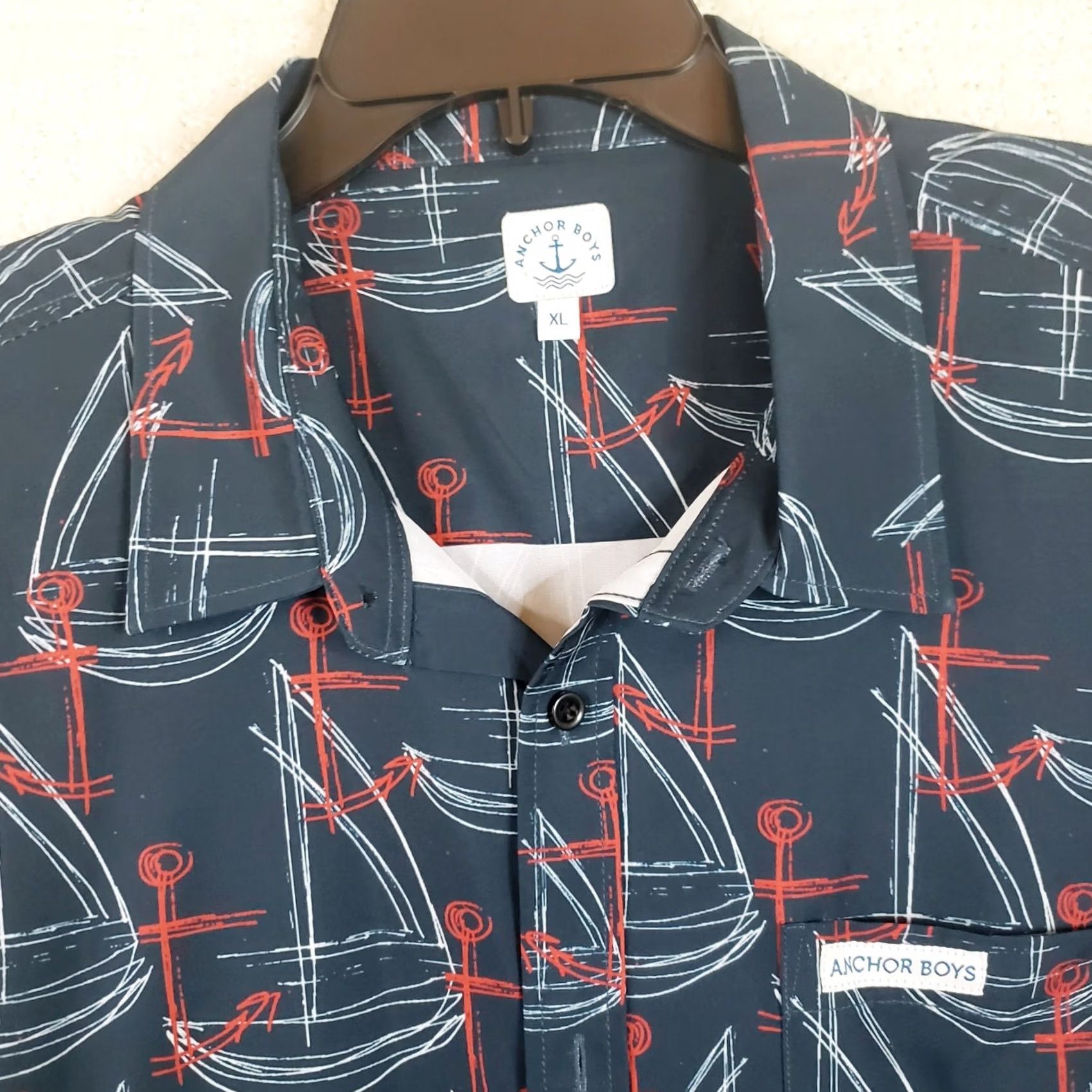 Vintage Anchor Boys Nautical Shirt Mens XL Blue Short Sleeve Casual Button Camp Hawaiian Size US XL / EU 56 / 4 - 4 Thumbnail