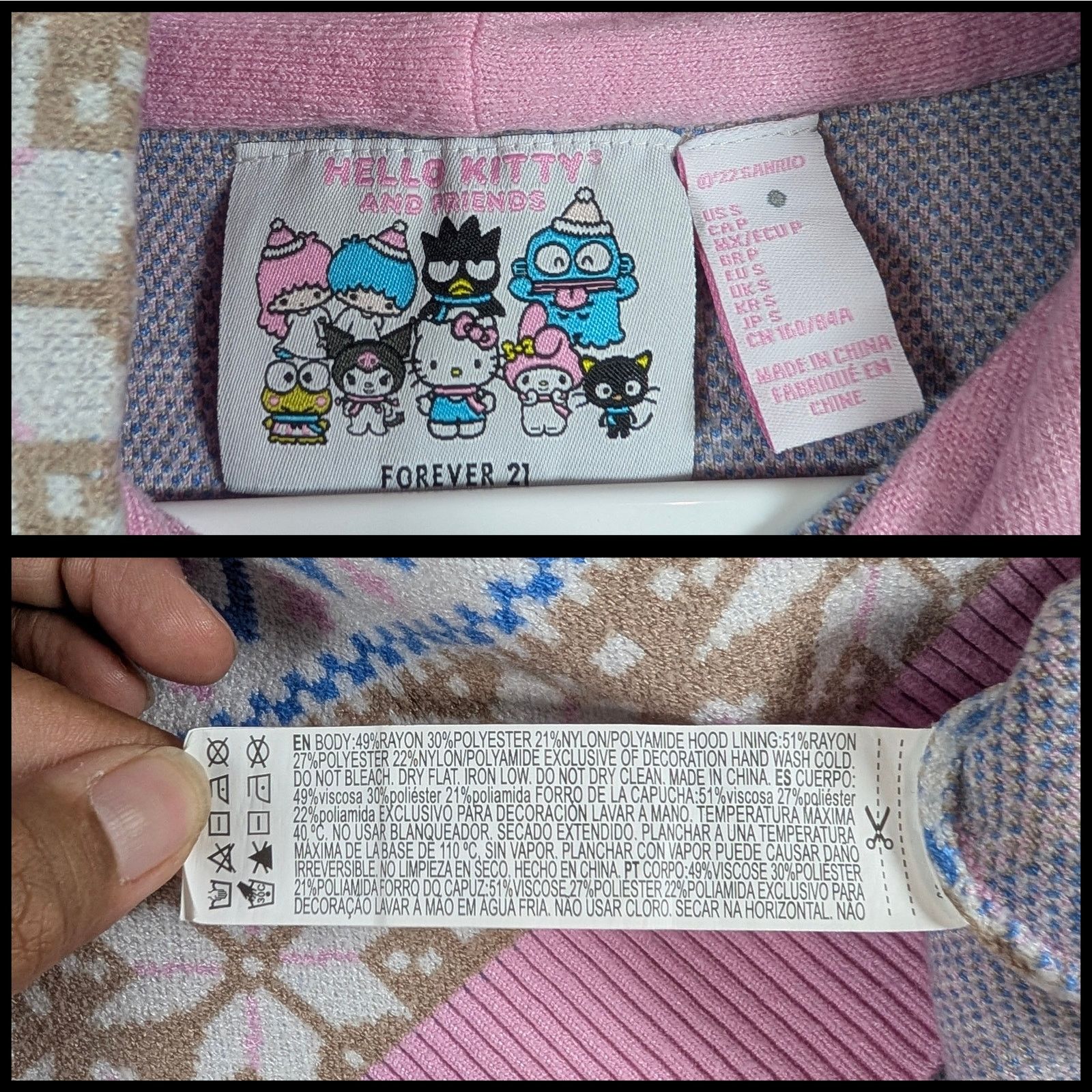 Forever 21 Hello Kitty x Forever 21 Holiday Fair Isle Hoodie Rare Small Size S / US 4 / IT 40 - 7 Thumbnail
