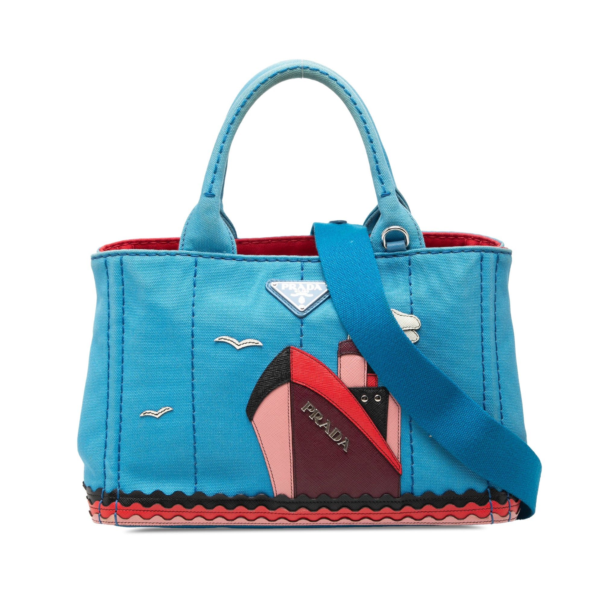 Prada Small Canvas Canapa Nautical Patch Satchel Size ONE SIZE - 1 Thumbnail