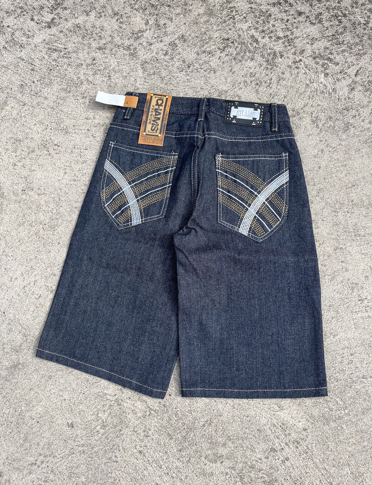 Affliction × JNCO × Vintage NEW Crazy Vintage Y2K Chams Premium Baggy Denim Shorts Size US 26 / EU 42 - 1 Thumbnail