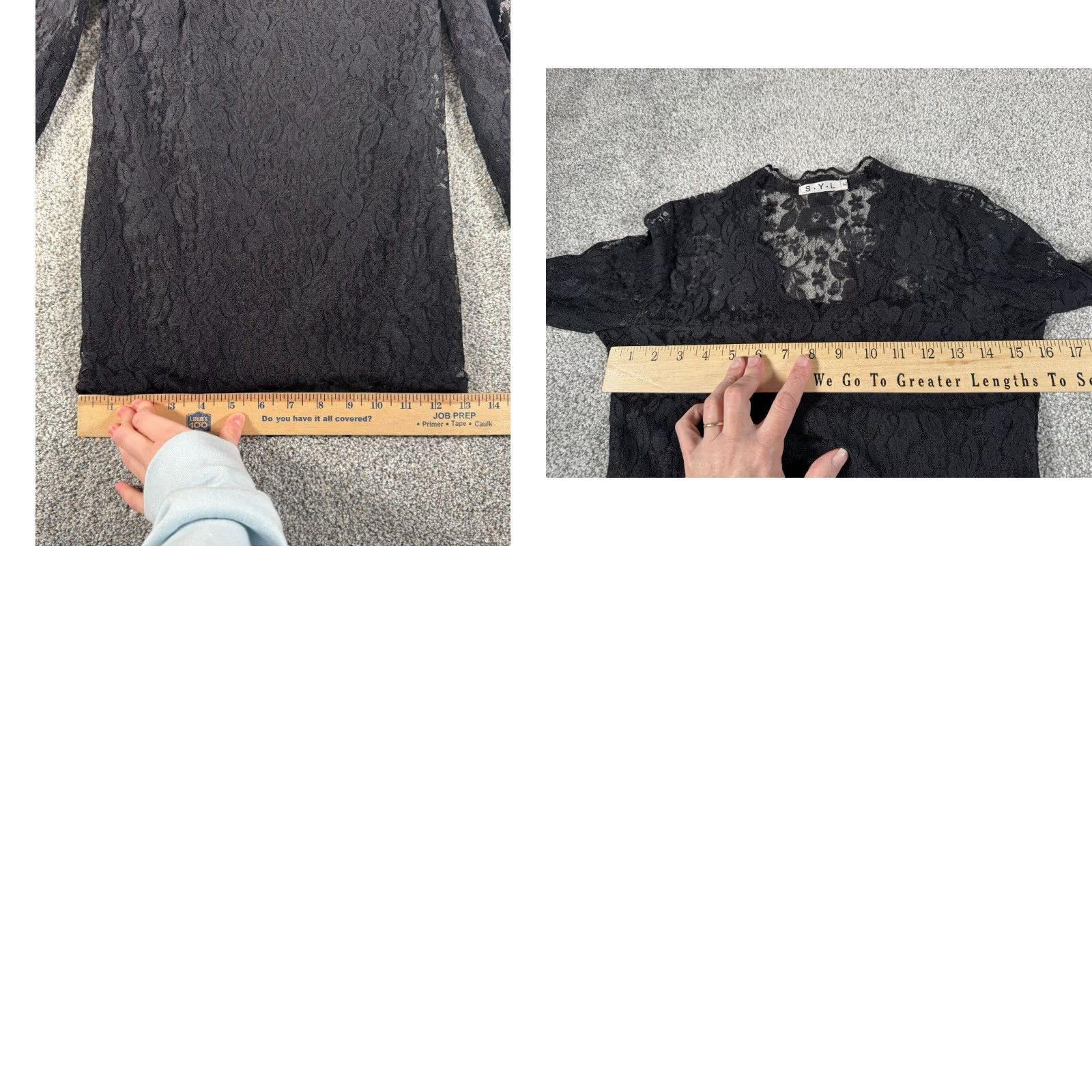 Vintage SYL Dress XL Black Floral Lace Sheer V-Neck Short Mini Sheath Formal Party/Cocktail Womens Fem inine Whimsigoth Dark Fairy Size XL / US 12-14 / IT 48-50 - 8 Thumbnail