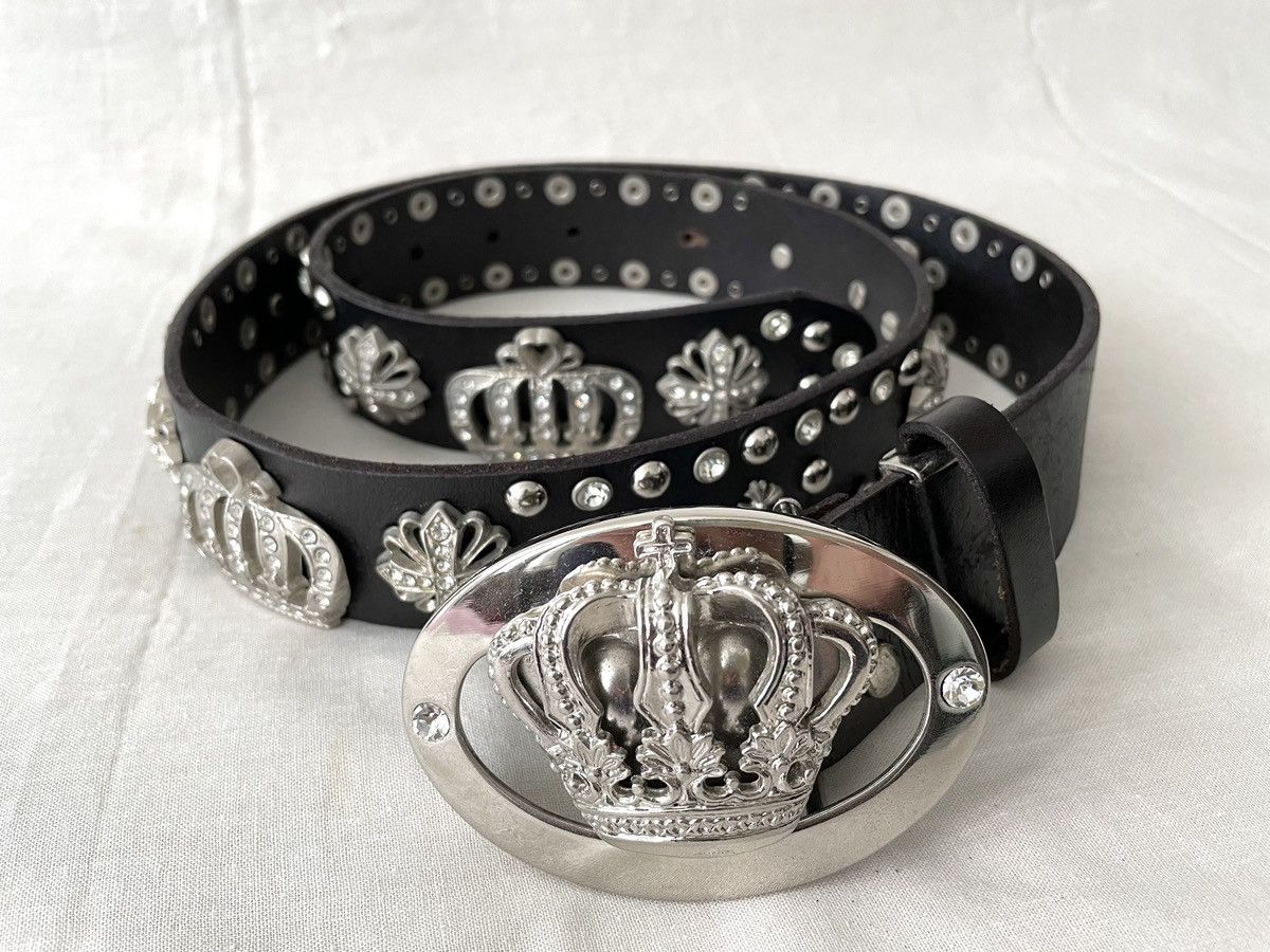 B.B. Simon Crown Buckle Studded Leather Belt Size ONE SIZE - 2 Thumbnail