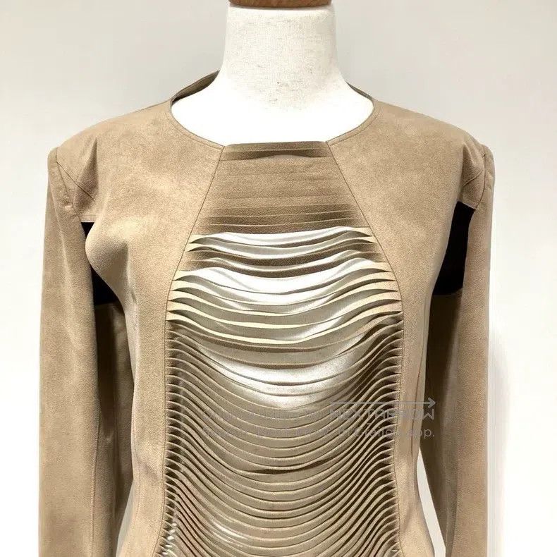 Junya Watanabe Junya Watanabe Beige suede fringed openwork long sleeve bl Size S / US 4 / IT 40 - 2 Thumbnail