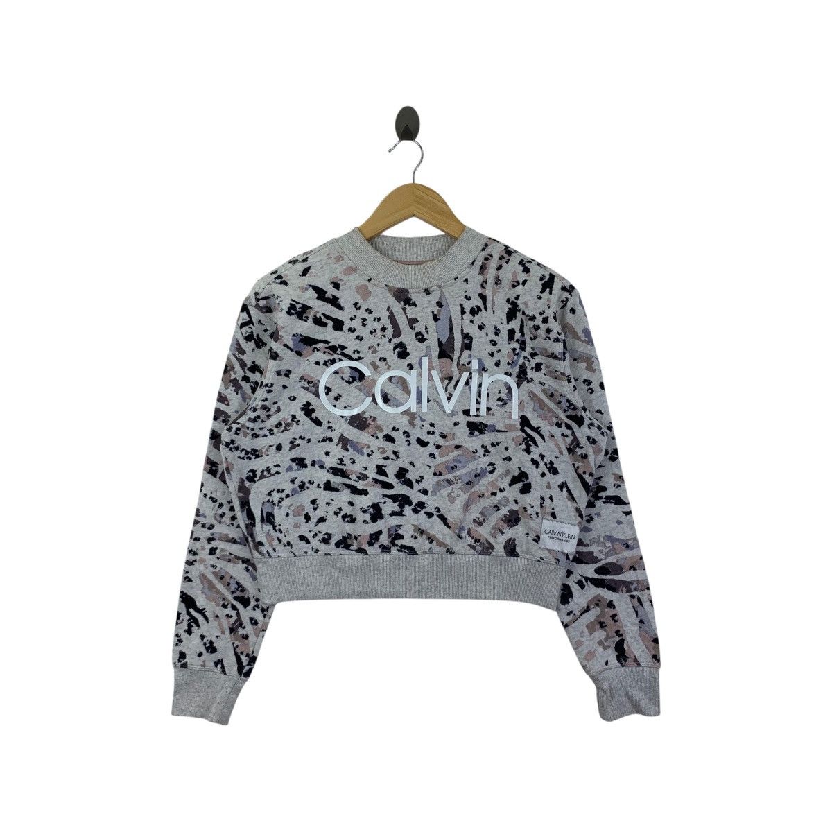 Calvin Klein CALVIN KLEIN Performance Overprint Design Grey Crop Top Size S / US 4 / IT 40 - 1 Thumbnail