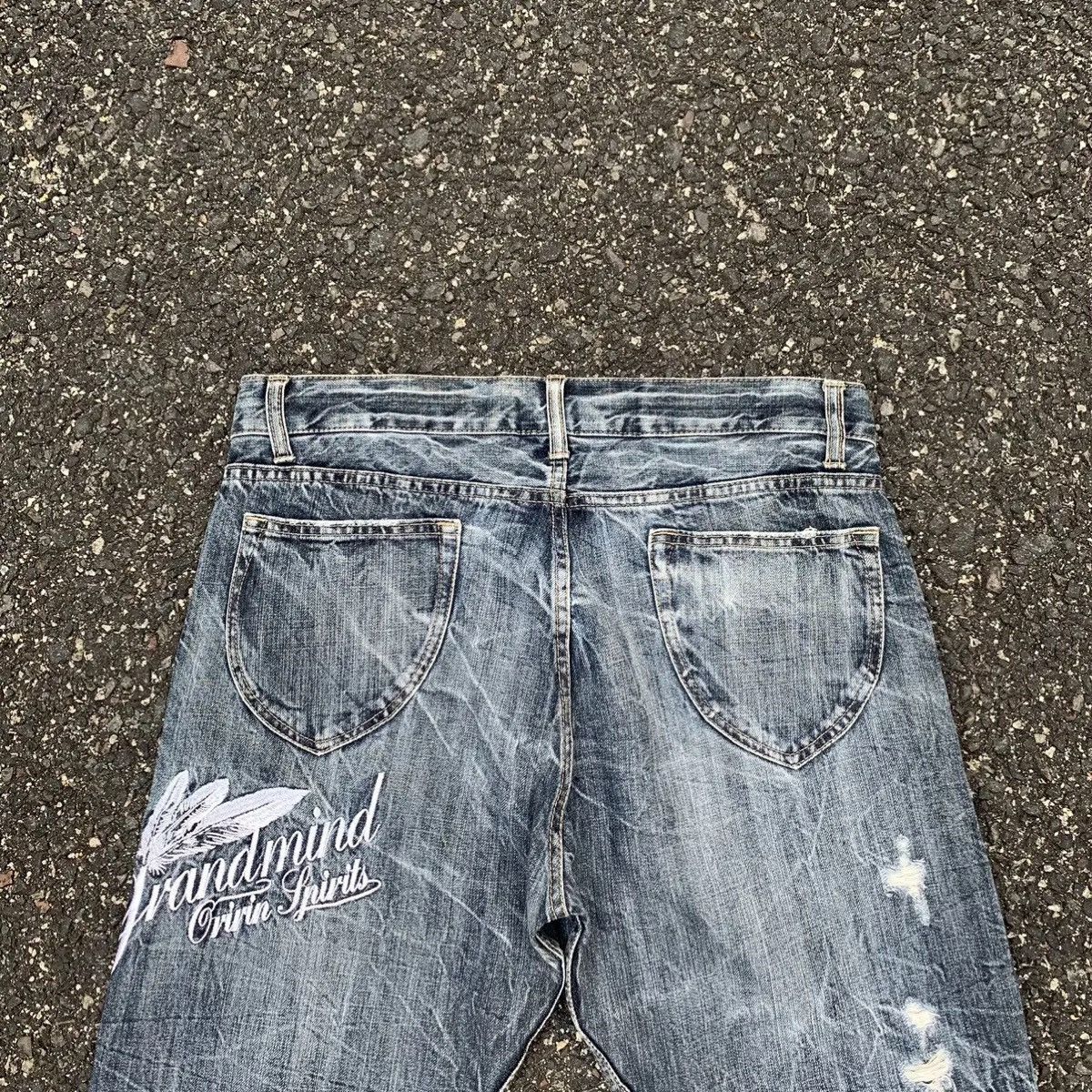 Japanese Brand STORM FADING RARE💥ORIRIN JEANS GRANDMIND Ripped Denim Pants Size US 33 - 9 Thumbnail