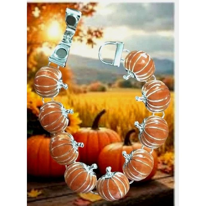 Handmade Pumpkin Bracelet Magnetic Closure New Thanksgiving Fall Jewe Size ONE SIZE - 7 Thumbnail