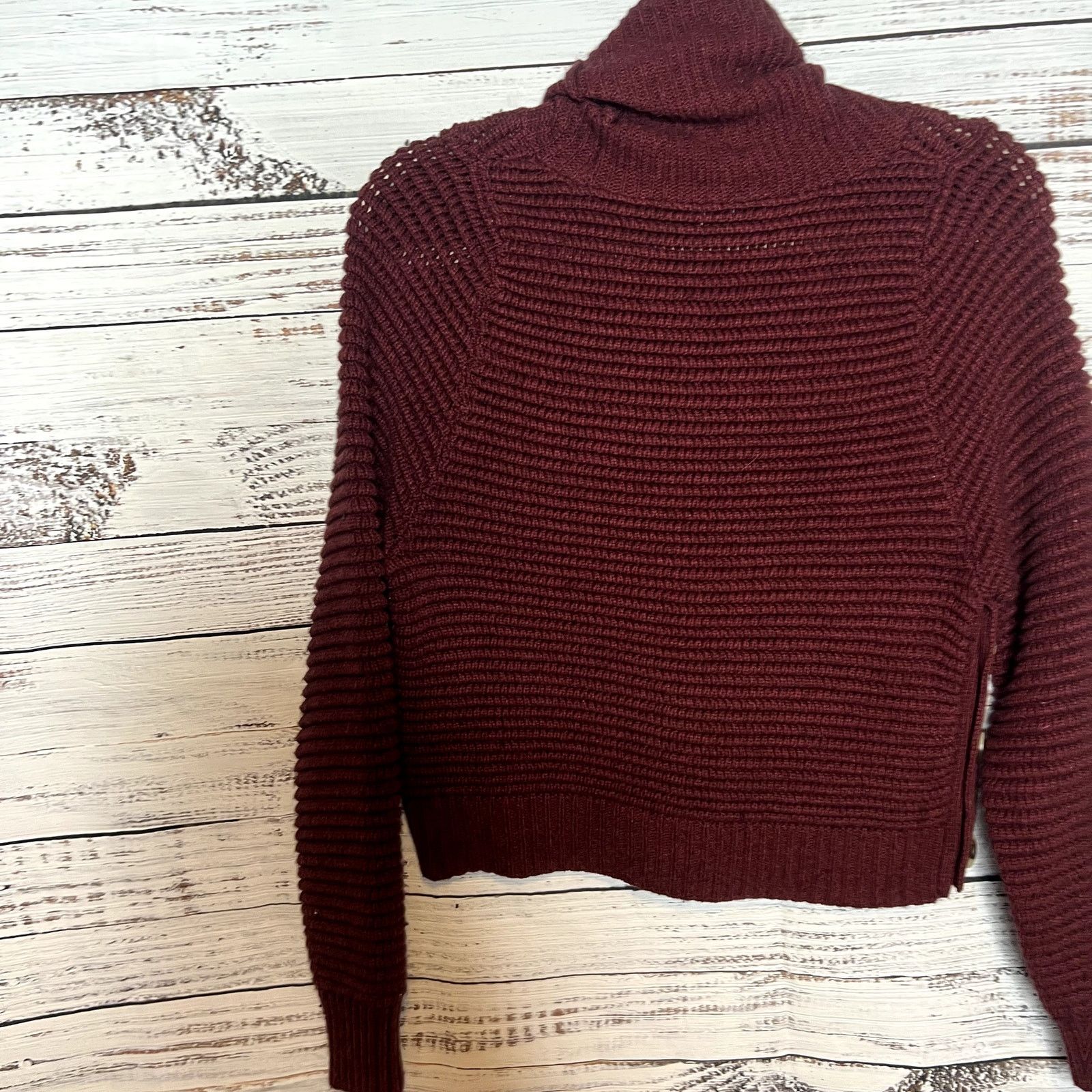 Madewell Madewell Ribbed Turtleneck Sweater Chunky Knit Maroon XXS Size XXS / US 00 / IT 34 - 4 Thumbnail