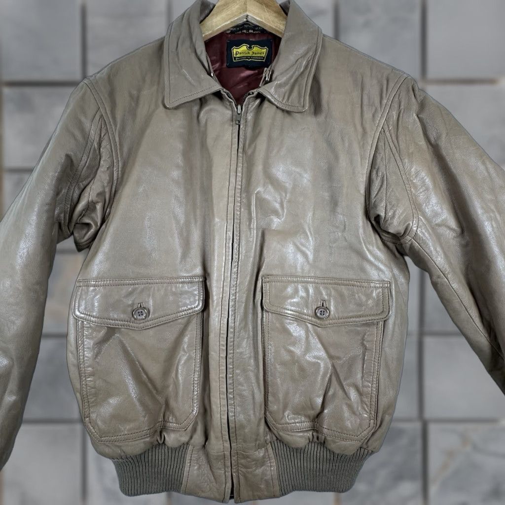 Vintage VINTAGE Patrick James Leather Jacket Mens Jacket Bomber Beig e Tan Brown Sable M Zip Collared Thin? Size US M / EU 48-50 / 2 - 1 Thumbnail