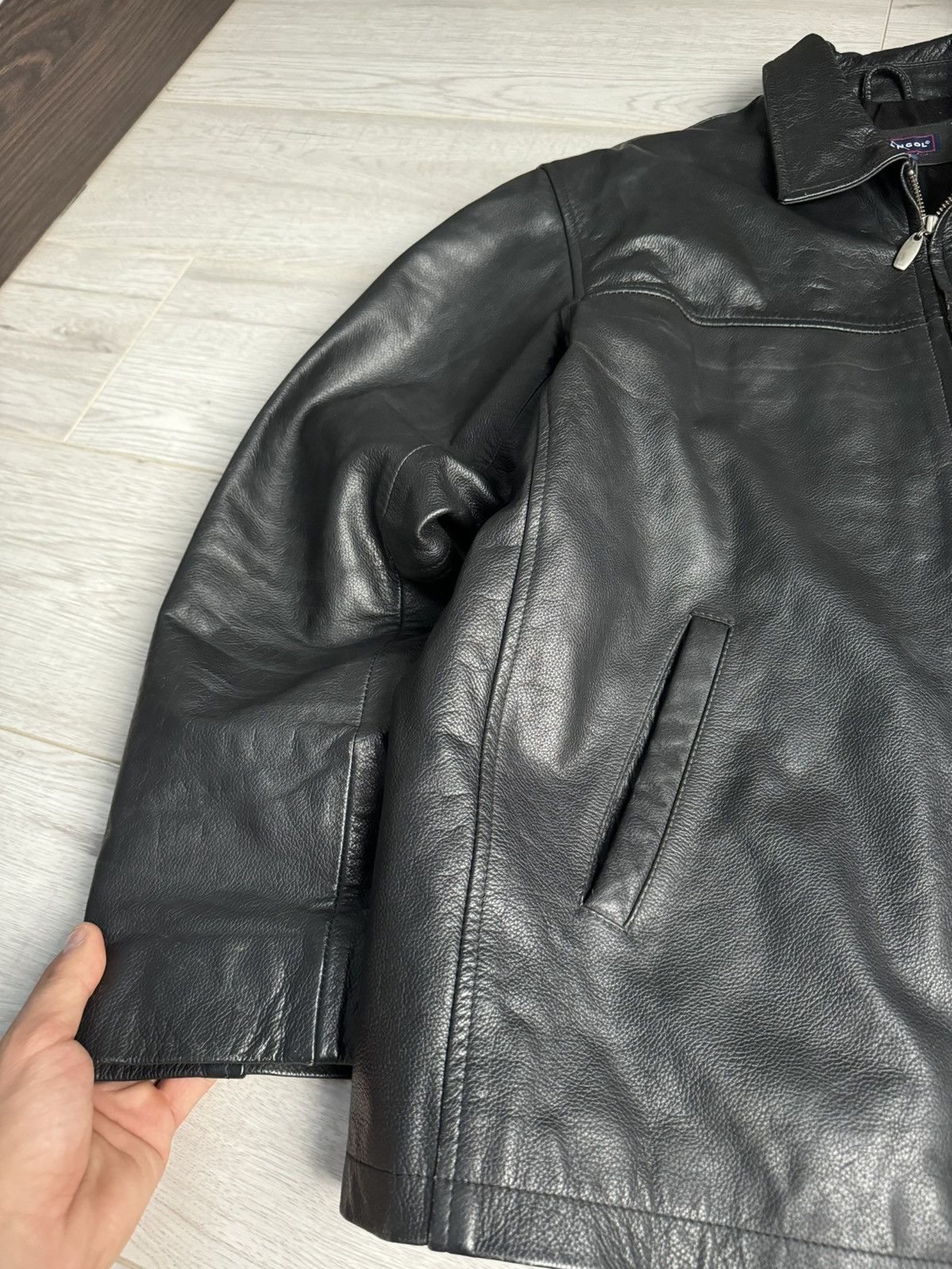 Genuine Leather × Kangol × Vintage Vintage Leather Jacket Kangol Size US L / EU 52-54 / 3 - 3 Thumbnail