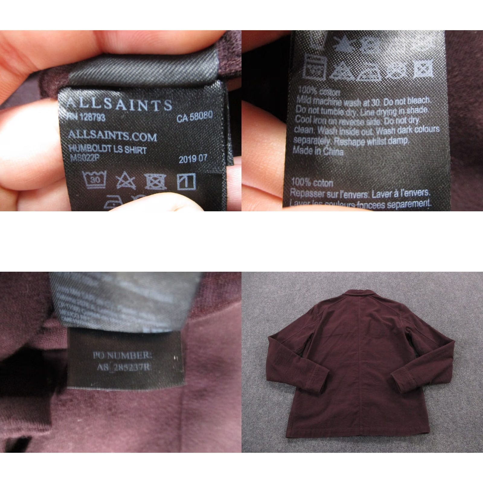 Allsaints AllSaints Shirt Mens S Red Humboldt Shacket Overshirt Button-Up Knit Casual Work Light Pockets Front-Button Down Mens Size US S / EU 44-46 / 1 - 8 Thumbnail