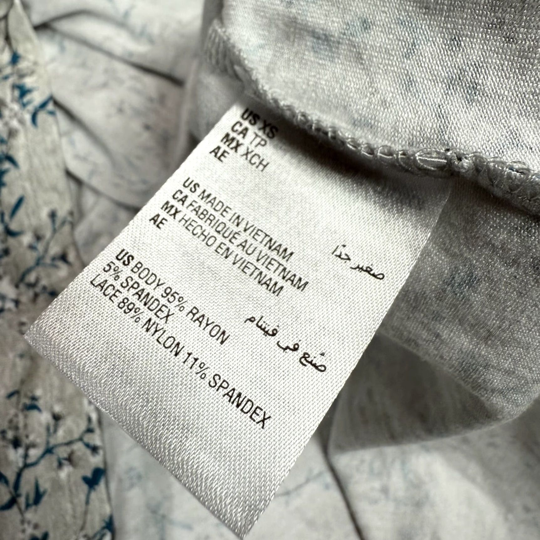 Charter Club Charter Club Intimates Dress Nightgown Gray Blue Sleep Lace XS NWT Floral Womens Short Sleeve Rayon Dress Nightgown Size XS / US 0-2 / IT 36-38 - 6 Thumbnail